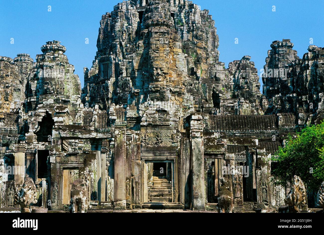 Ancien temple de Bayon, Angkor Thom, Siem Reap, Cambodge Banque D'Images