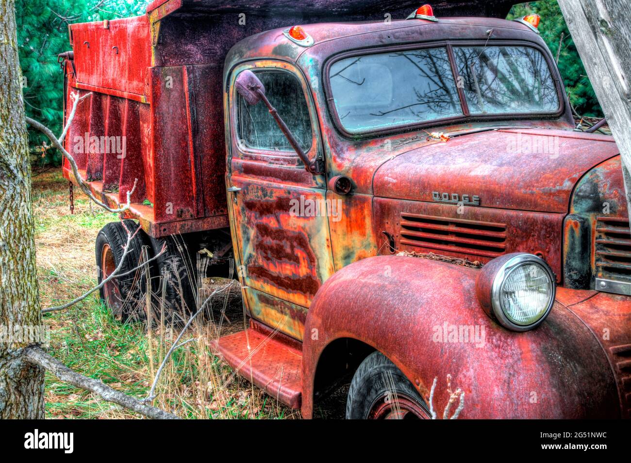 Ancien camion rouillé abandonné, Oversiel, Michigan, États-Unis Banque D'Images