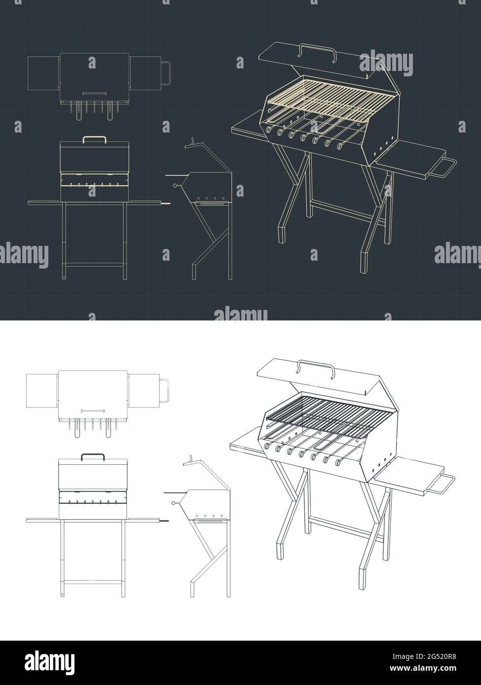 Illustration vectorielle stylisée des dessins du gril et du barbecue Illustration de Vecteur