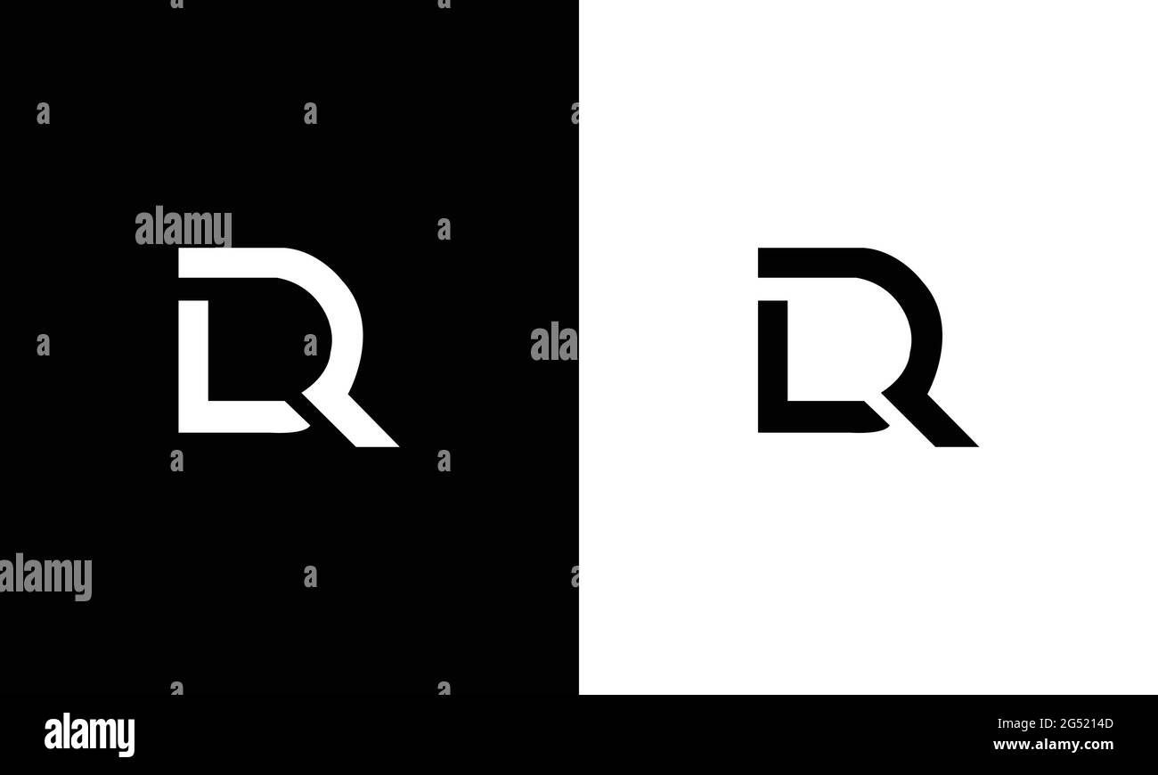 Design du logo Creative Professional tendance Letter DR LR en noir et blanc Illustration de Vecteur