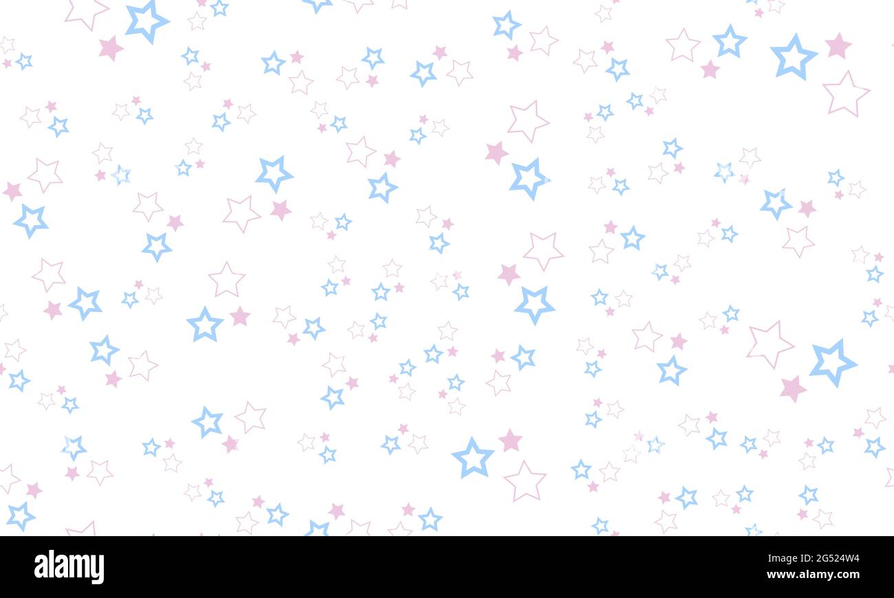 Joli motif sans coutures avec étoiles. Couleurs pastel, étoiles roses et bleues sur fond blanc. Illustration vectorielle Illustration de Vecteur