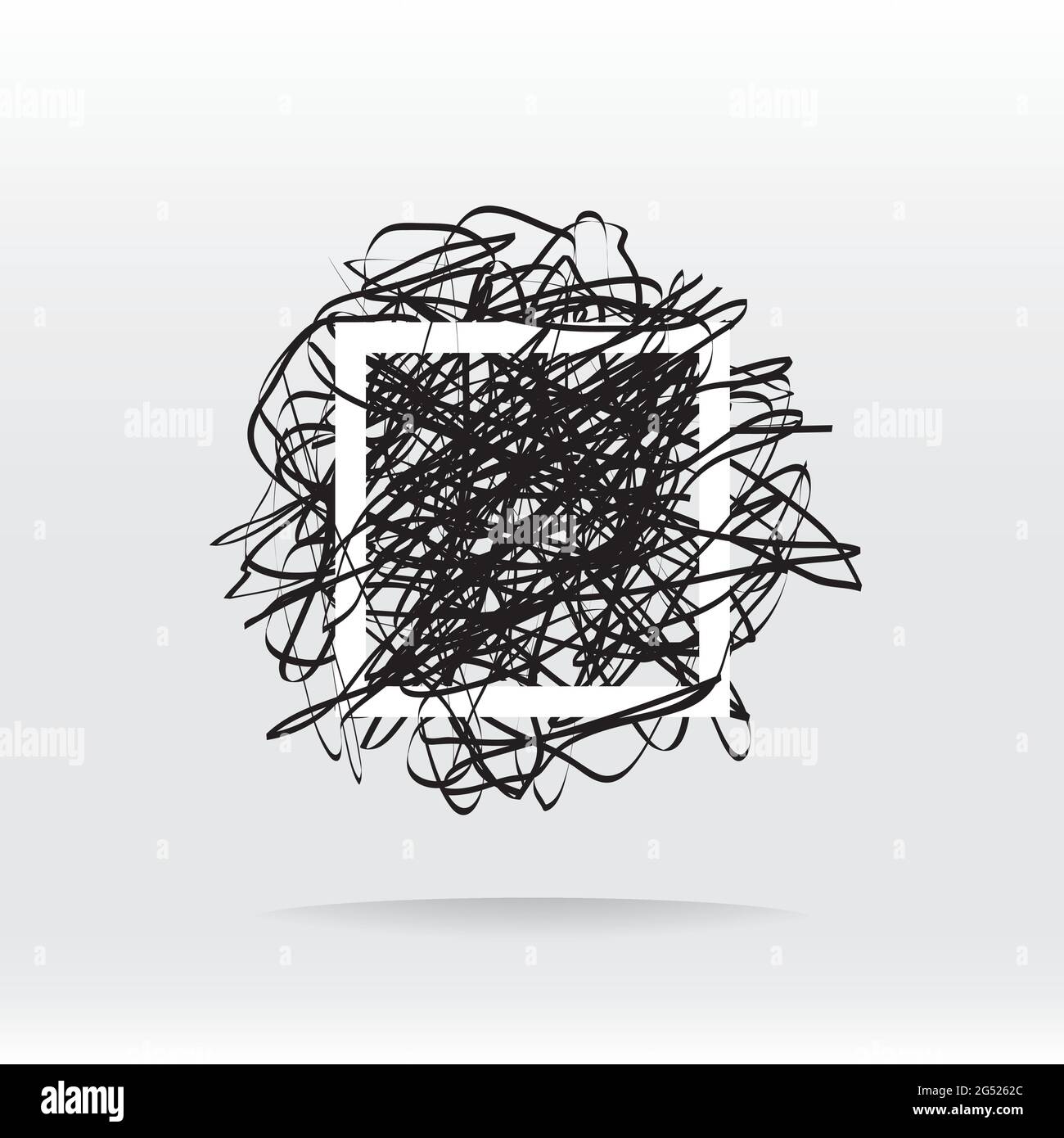 Logo vectoriel gribouillage d'une laine vierge à l'intérieur d'un cadre carré Illustration de Vecteur