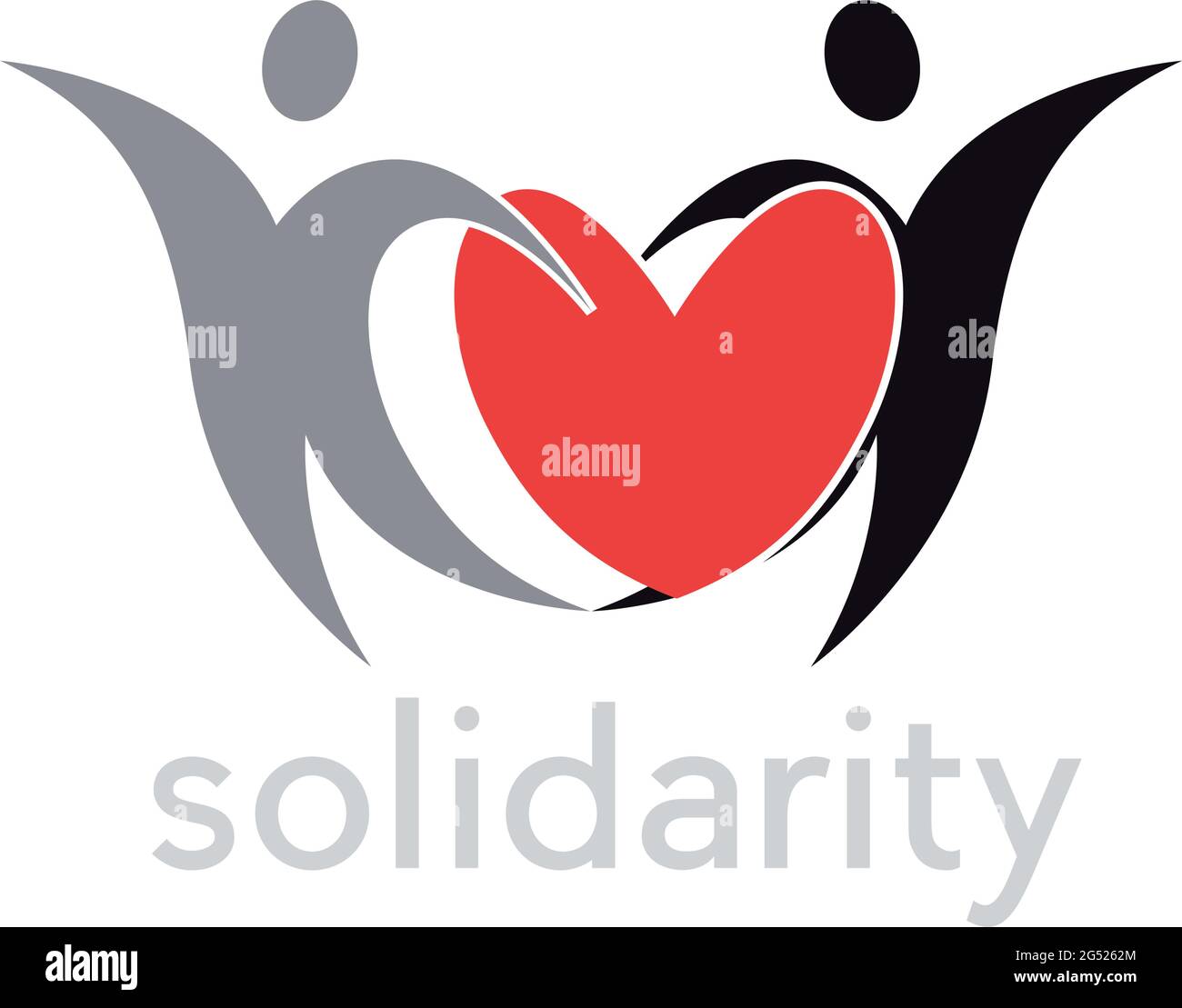 Deux personnes autour d'un cœur. Concept de solidarité, d'amour et de paix Illustration de Vecteur