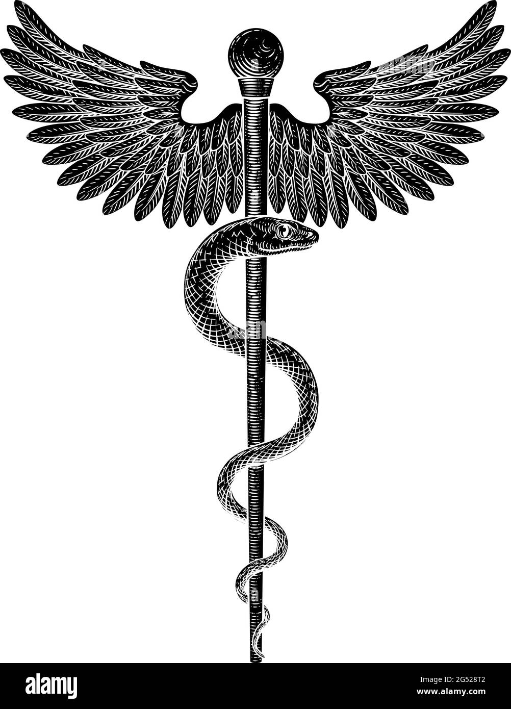 Symbole de serpent médical vintage de la tige d'Asclepius Illustration de Vecteur