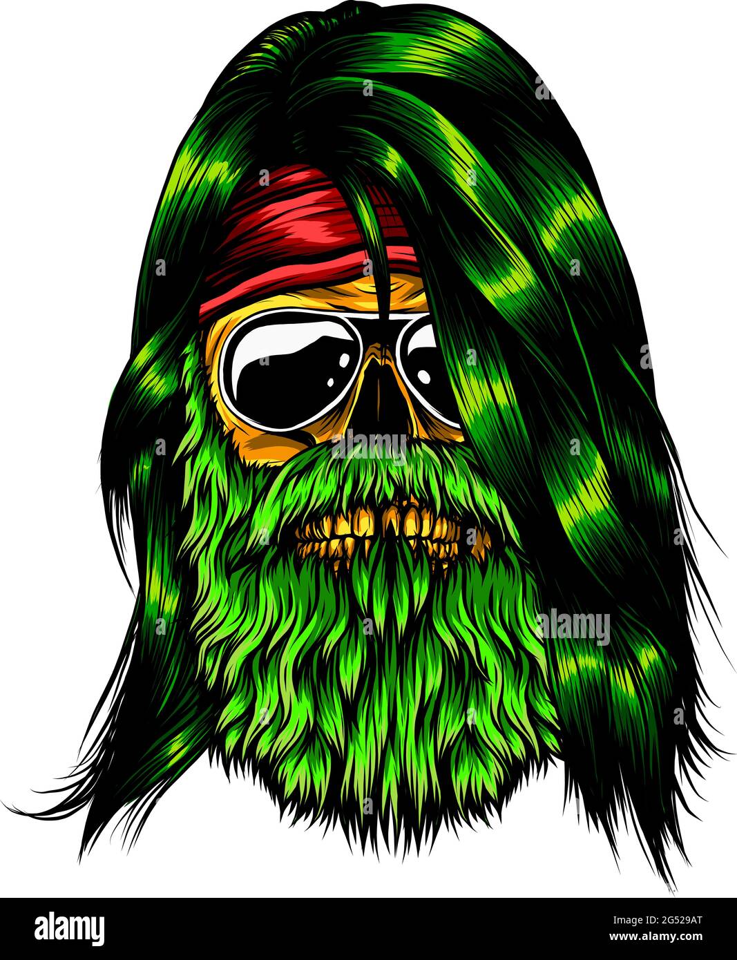 crâne humain avec motif vectoriel de barbe Illustration de Vecteur