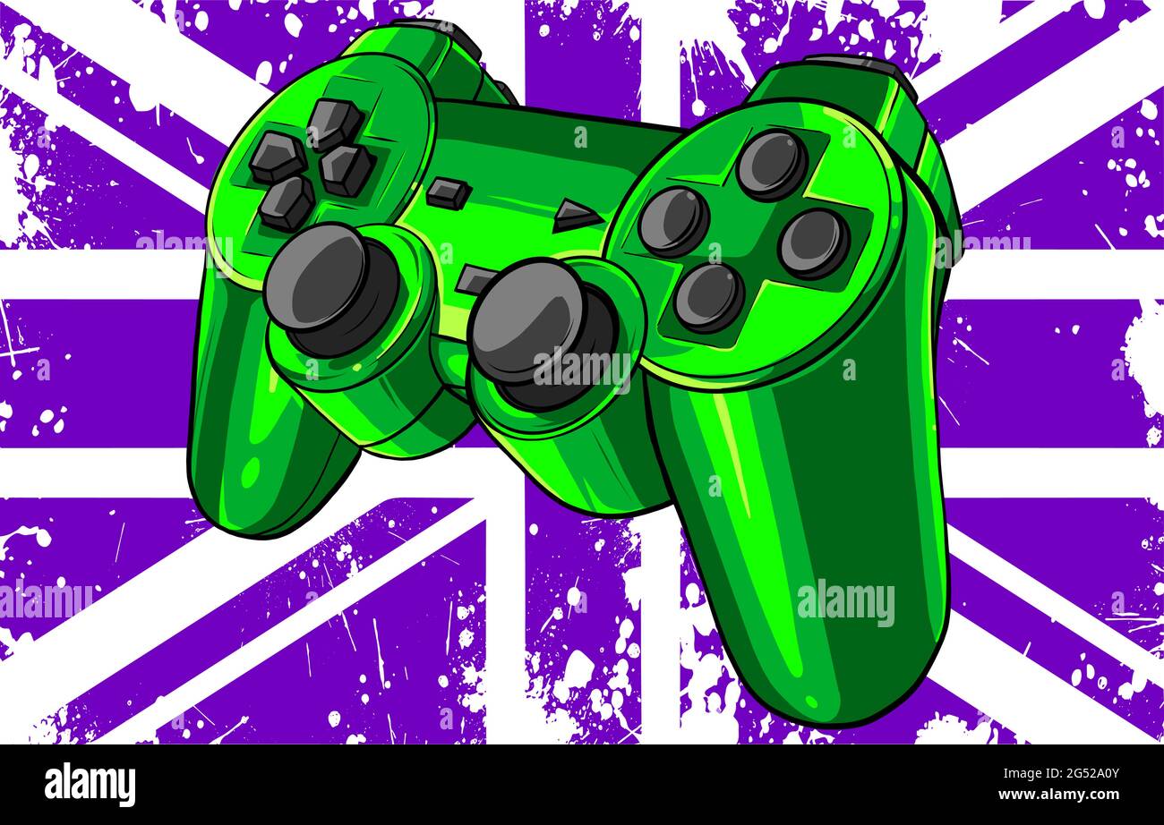 Manette de jeu avec illustration vectorielle drapeau anglais Illustration de Vecteur