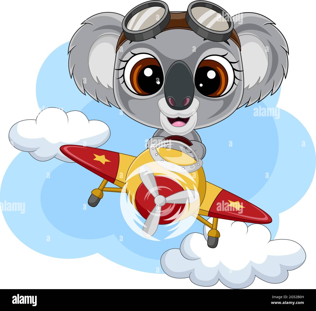 Dessin animé bébé koala en utilisant un avion Illustration de Vecteur