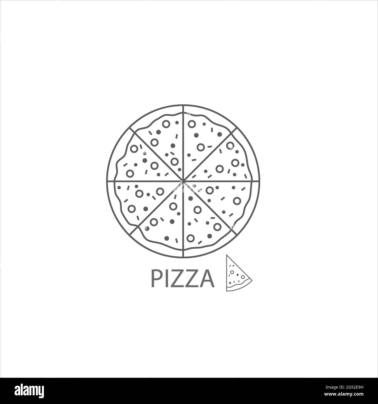 Pizza fine et plate sur le blanc Illustration de Vecteur
