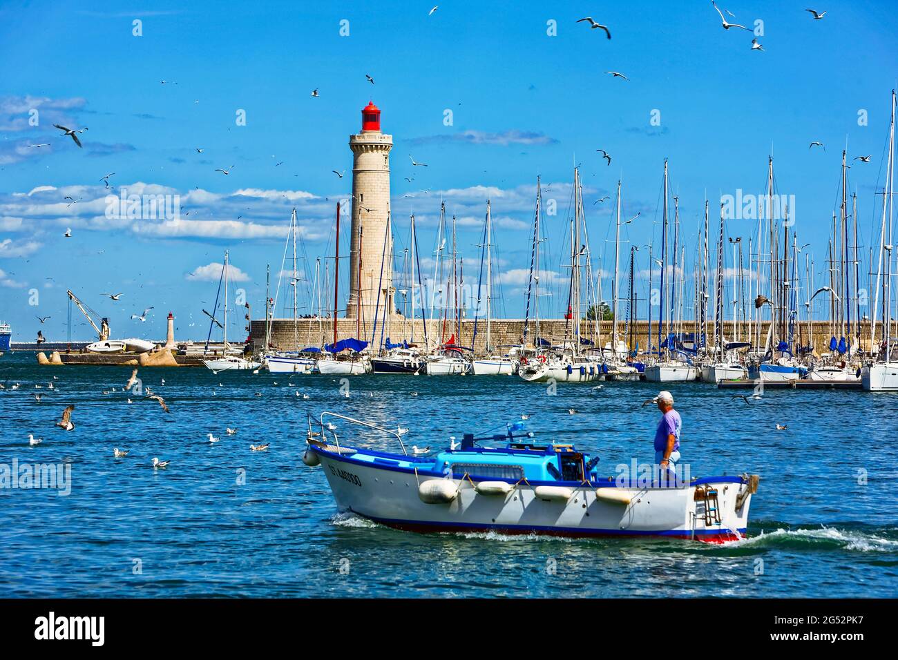 FRANCE. AUDE (11) SETE. PHARE DU PORT Banque D'Images