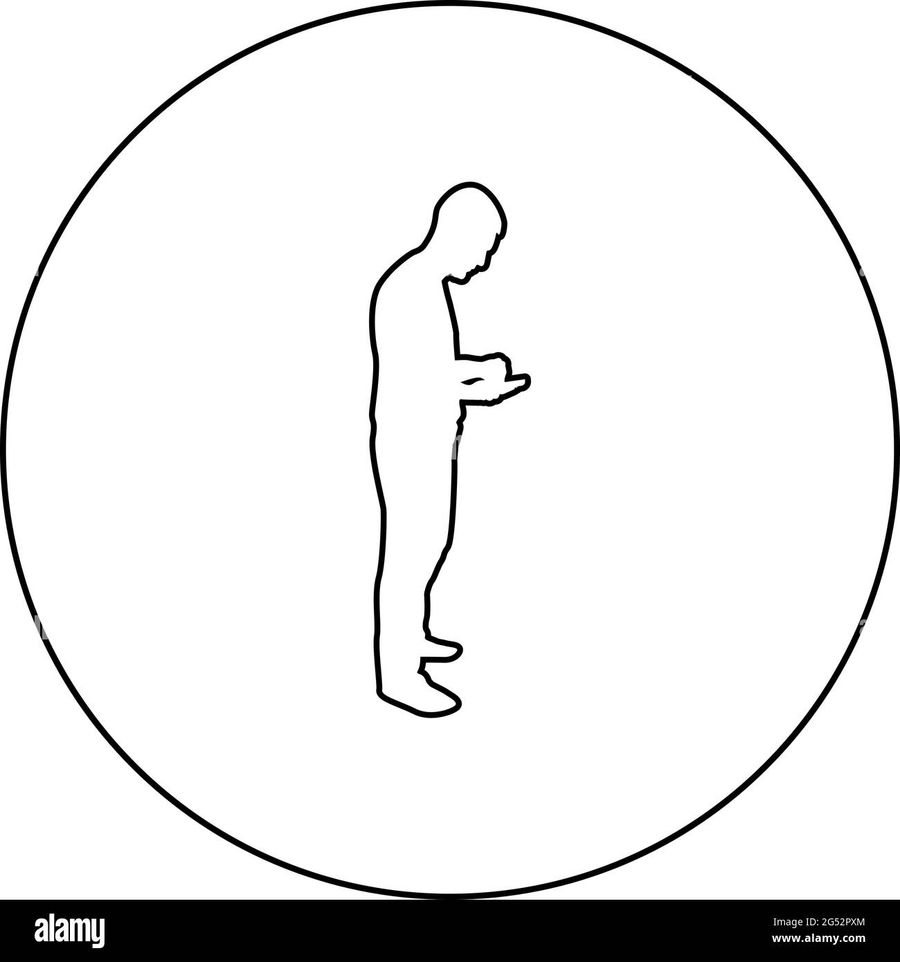 Homme tenant un smartphone jouant une tablette Homme utilisant un outil de communication Idée regardant l'addiction de téléphone concept dépendance des technologies modernes Illustration de Vecteur