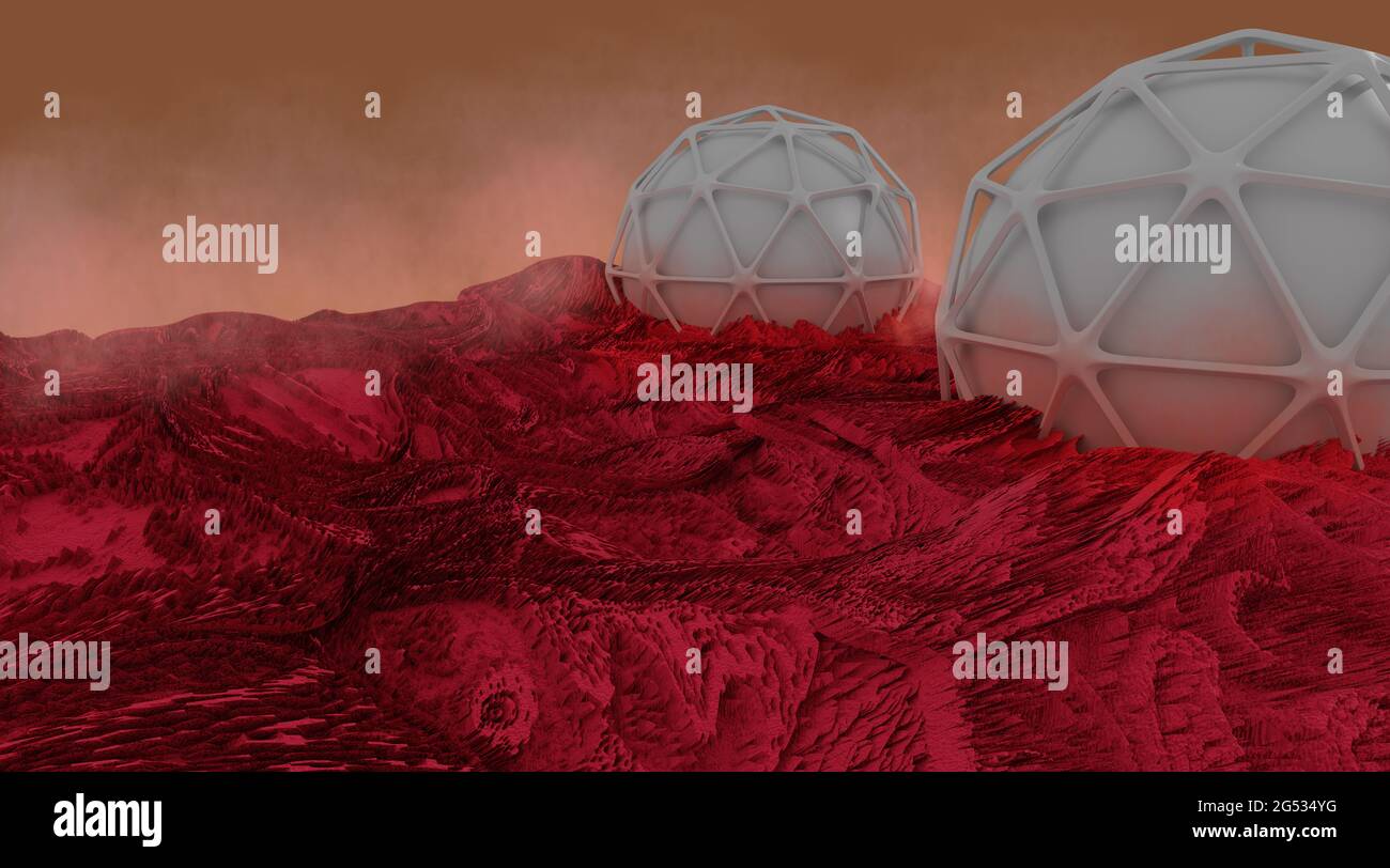 Paysage de Mars, illustration de science-fiction Banque D'Images