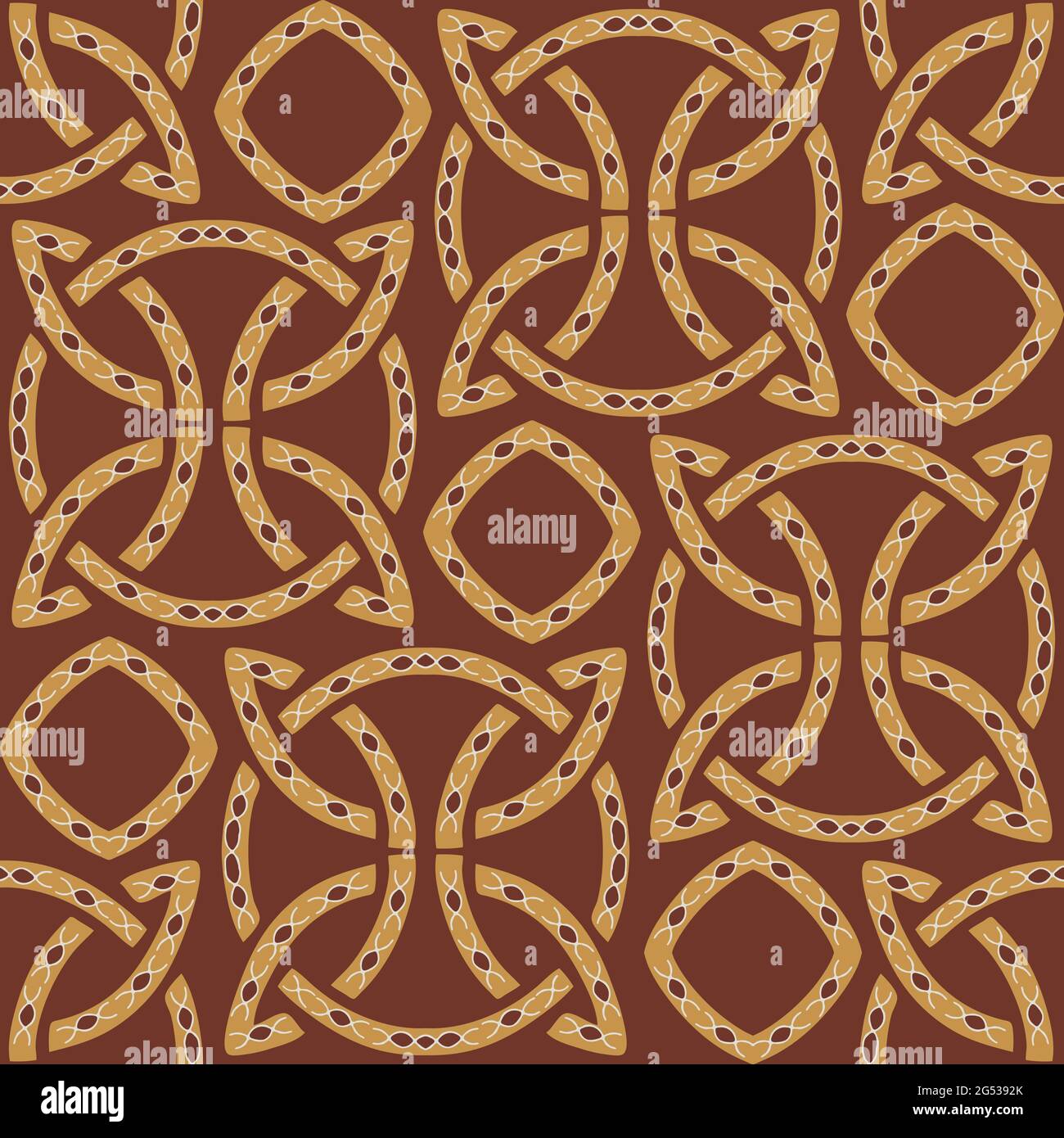 Motif vectoriel sans couture avec motif noeud celtique sur fond marron. Papier peint décoratif avec symbole. Textile de mode tribal vintage. Illustration de Vecteur
