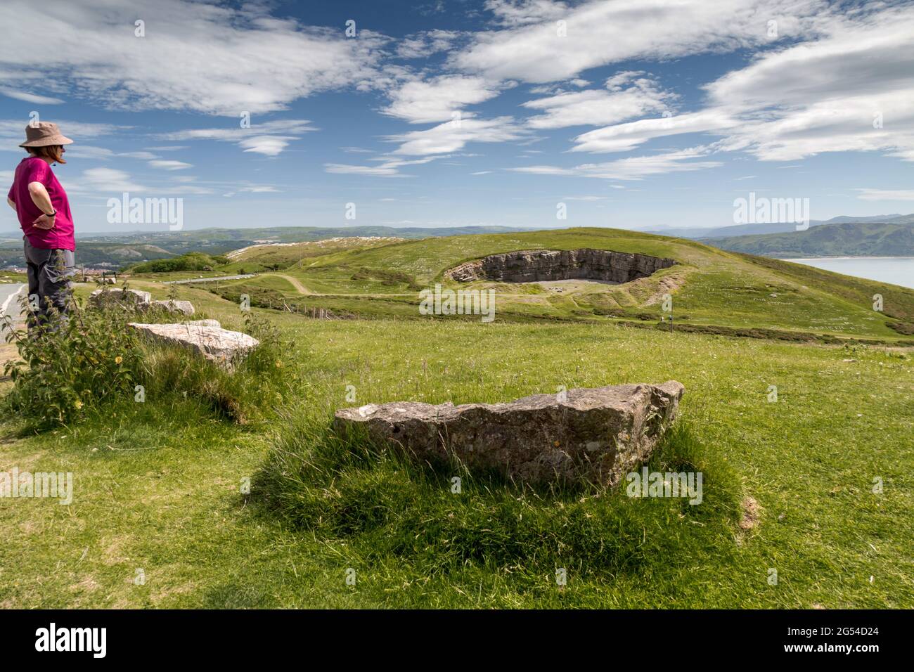 Une marchette femelle à l'extrême gauche de l'image prise dans la vue à Great Orme, Llandudno, pays de Galles Banque D'Images