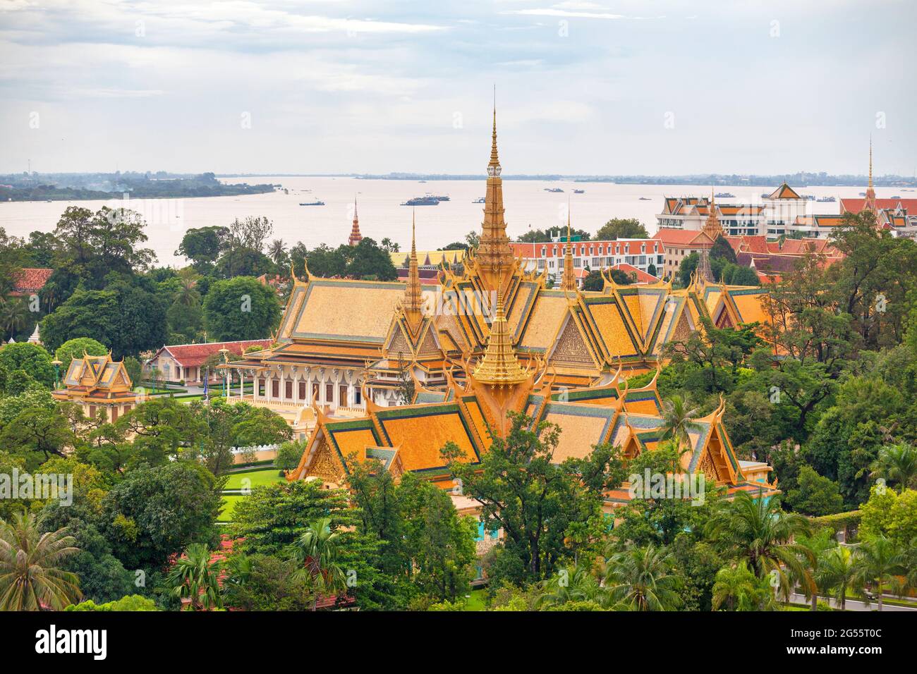 Phnom Penh, Cambodge - août 26 2018 : le Palais Royal est un complexe de bâtiments qui sert de résidence royale du roi du Cambodge. Banque D'Images