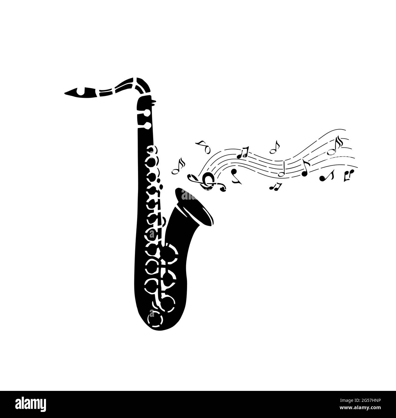 Saxophone. Noir sur fond blanc. Illustration vectorielle Illustration de Vecteur