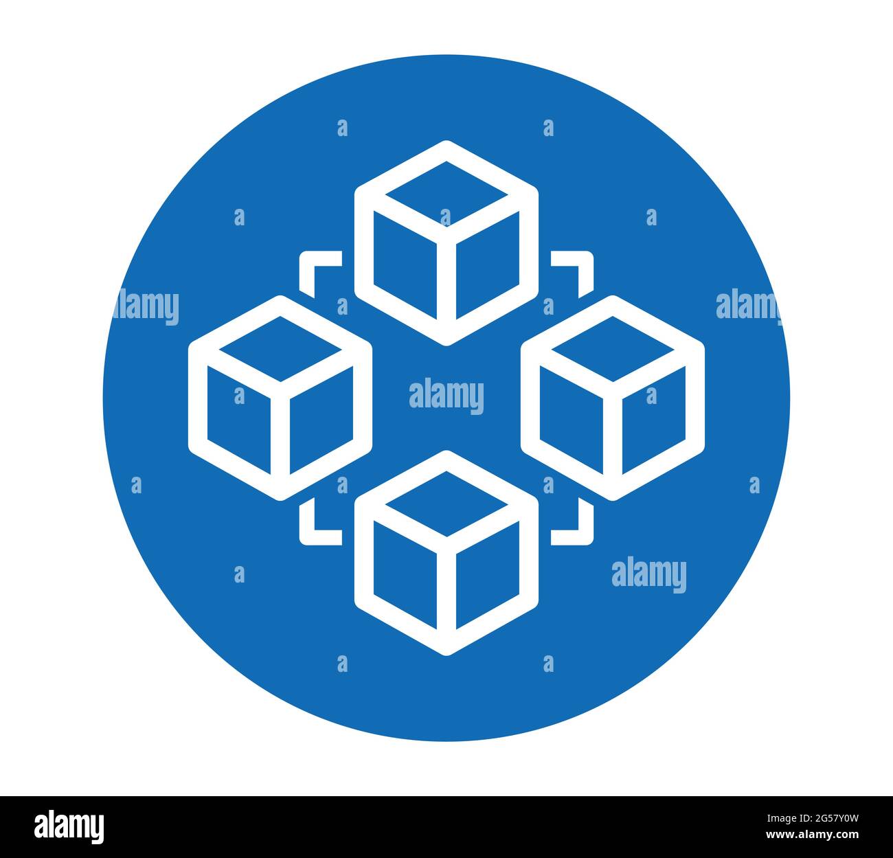 Technologie blockchain concept visualisation bouton bleu illustration du vecteur icône Illustration de Vecteur