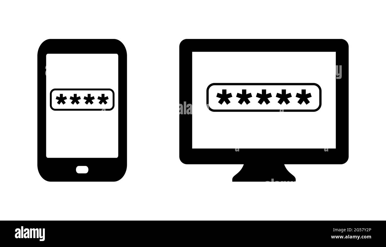 Icône de vecteur de mot de passe de l'écran du smartphone et de l'ordinateur Illustration de Vecteur