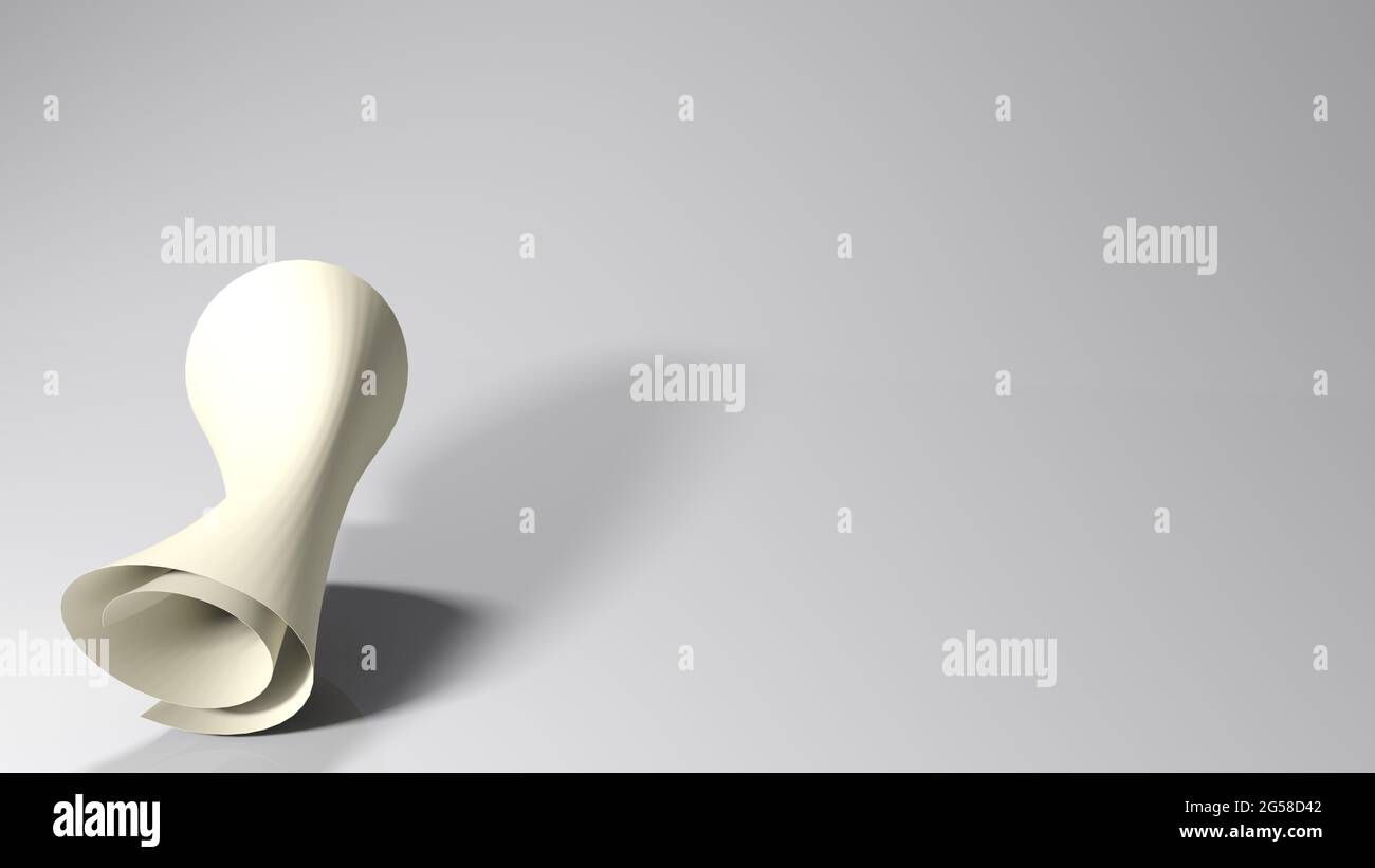 arrière-plan blanc avec un parchemin roulé sur le côté droit Banque D'Images