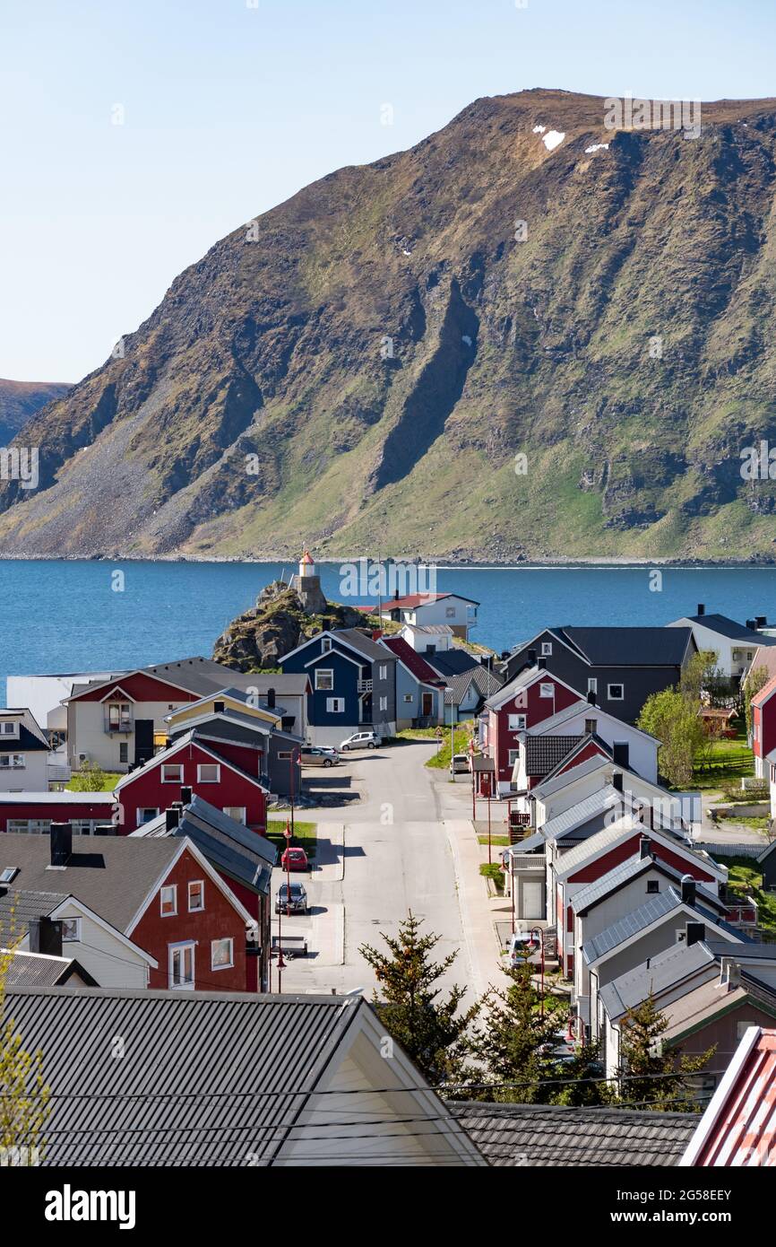 La ville de Honningsvåg, la ville la plus au nord de la Norvège continentale. Banque D'Images