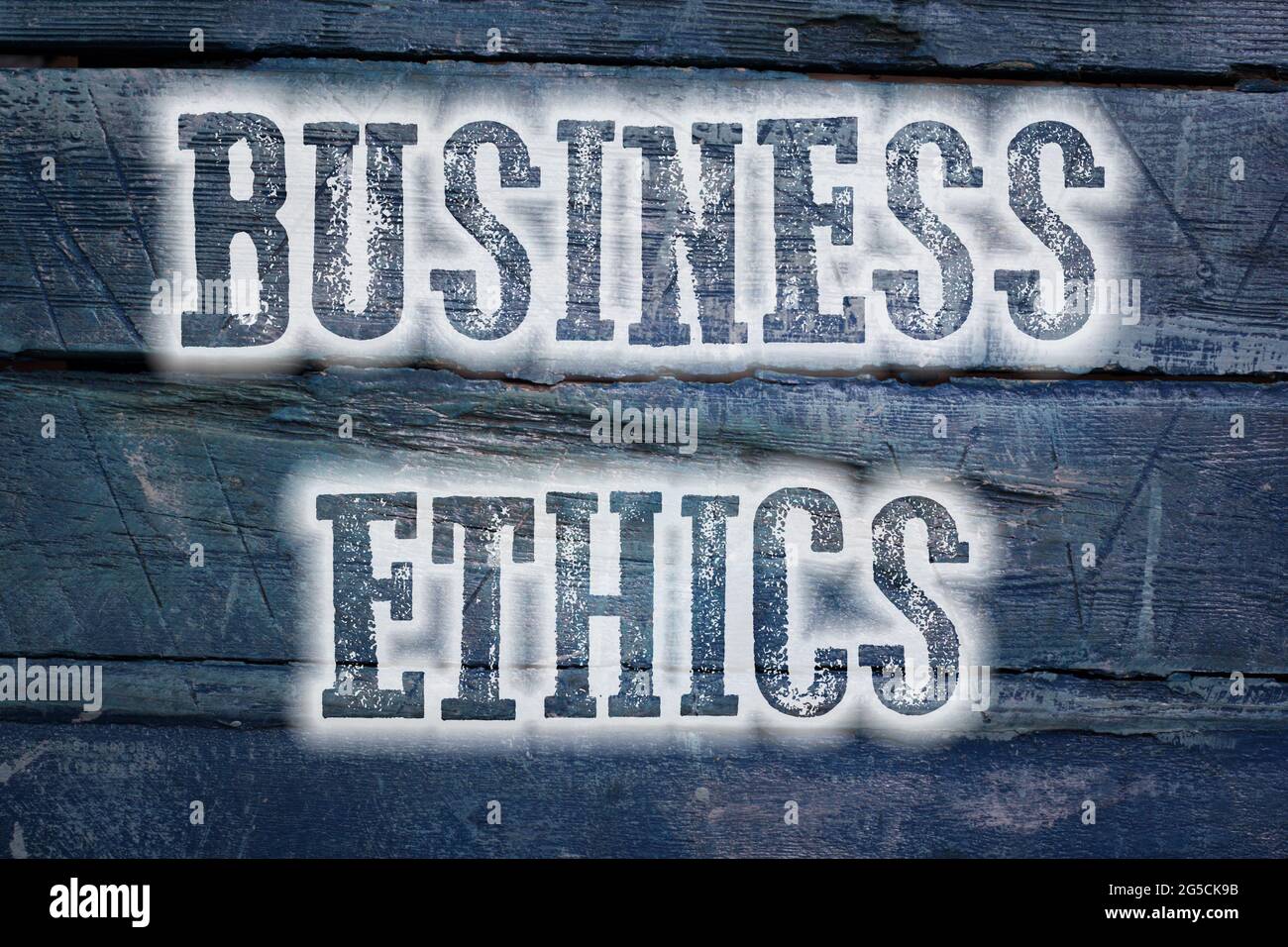 Texte du concept d'éthique commerciale en arrière-plan Banque D'Images