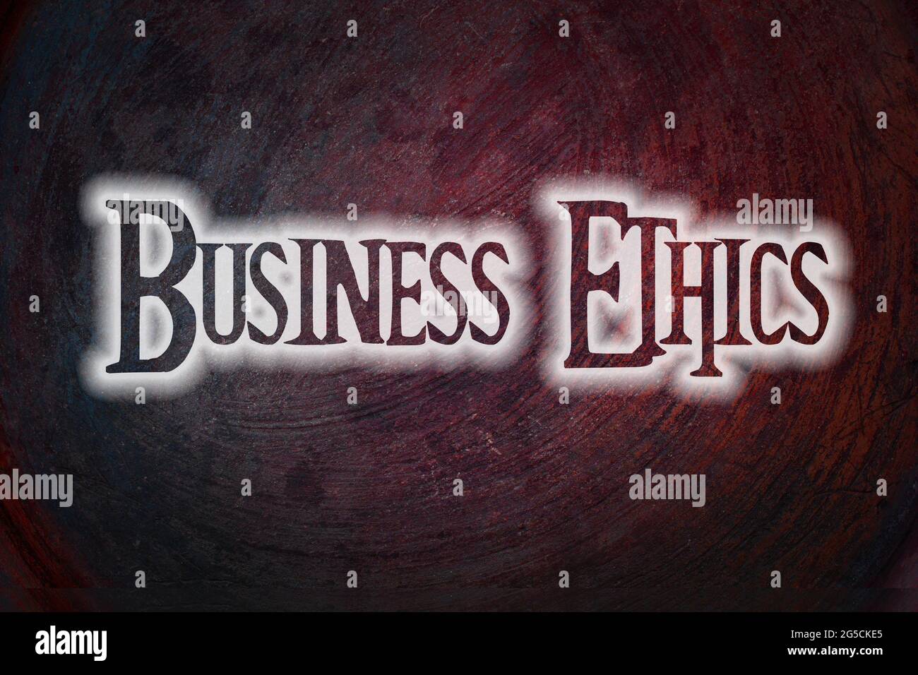 Texte du concept d'éthique commerciale en arrière-plan Banque D'Images