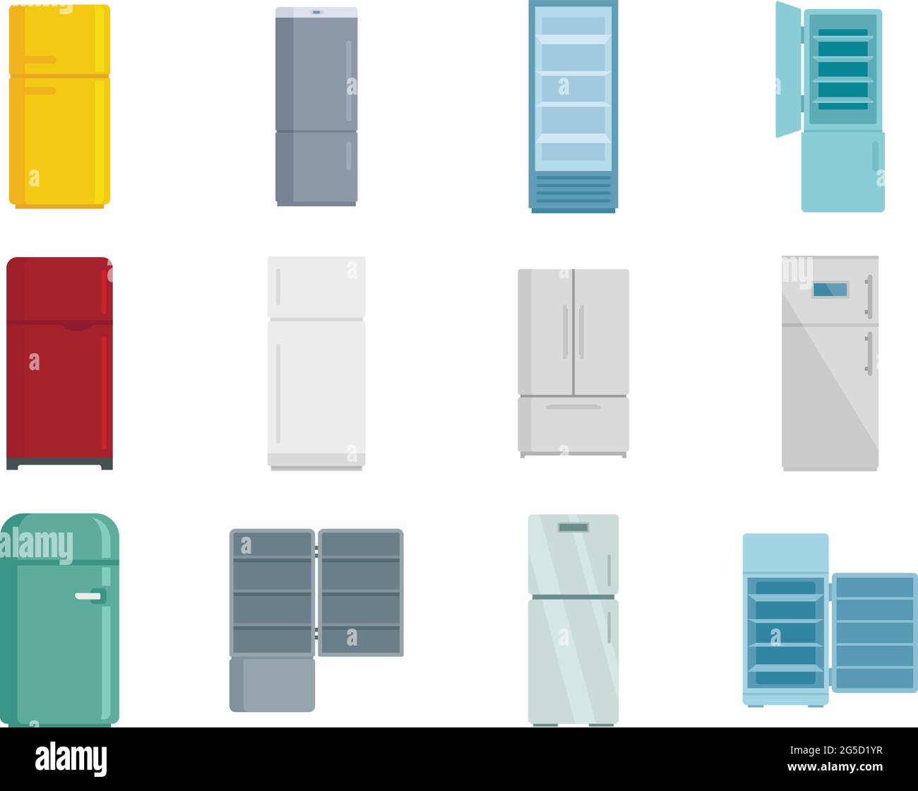 Les icônes de réfrigérateur définissent un vecteur plat isolé Illustration de Vecteur