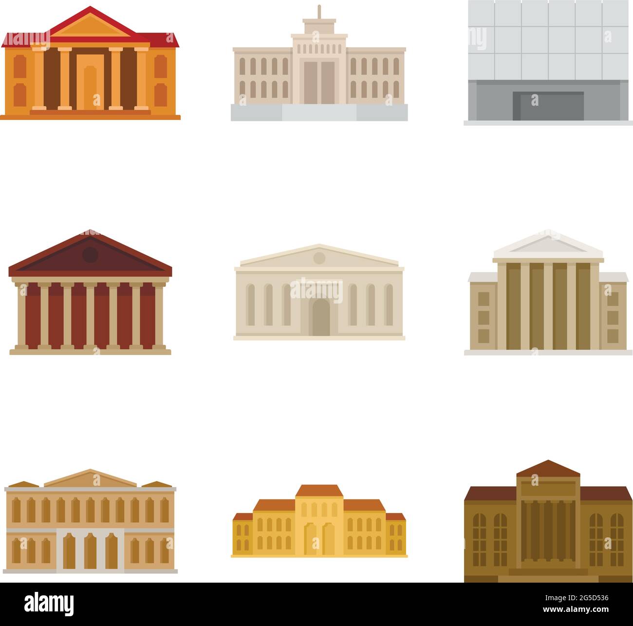 Les icônes du musée du théâtre définissent un vecteur plat isolé Illustration de Vecteur