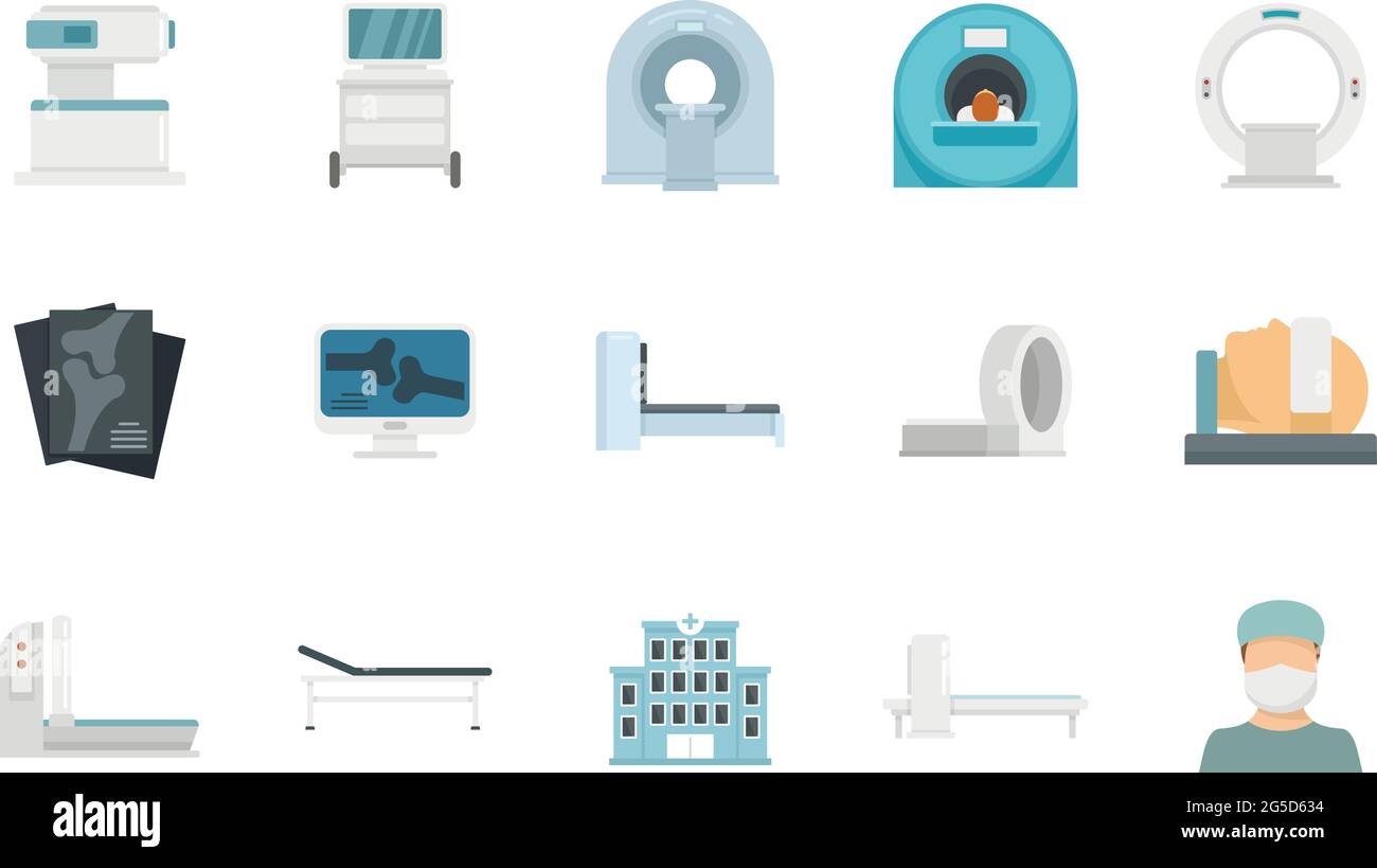 Les icônes d'imagerie par résonance magnétique définissent un vecteur plat isolé Illustration de Vecteur