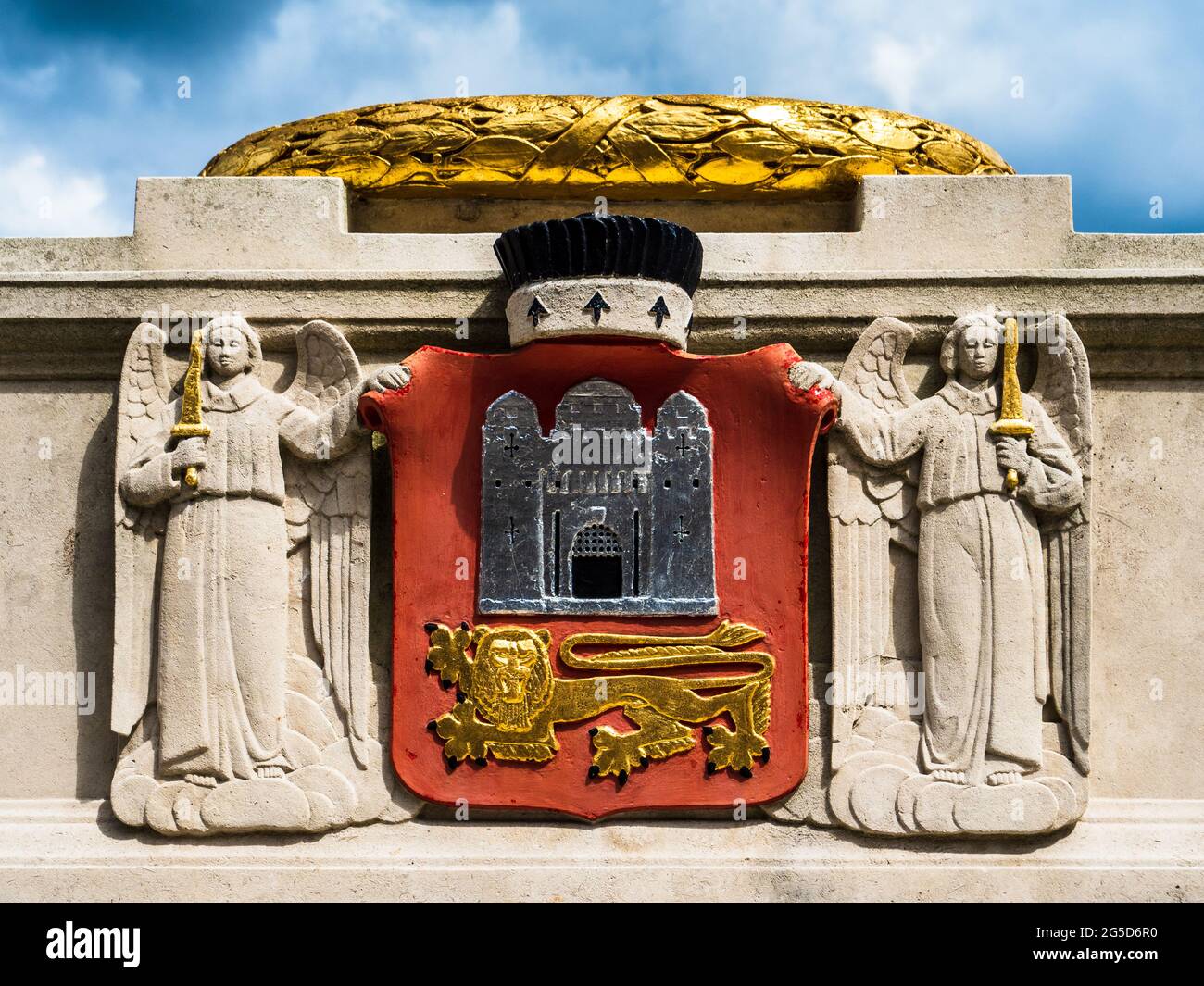 Armoiries de Norwich sur le mémorial de guerre de Norwich ou Cenotaph, conçues par Sir Edwin Lutyens et dévoilées en 1927. Banque D'Images