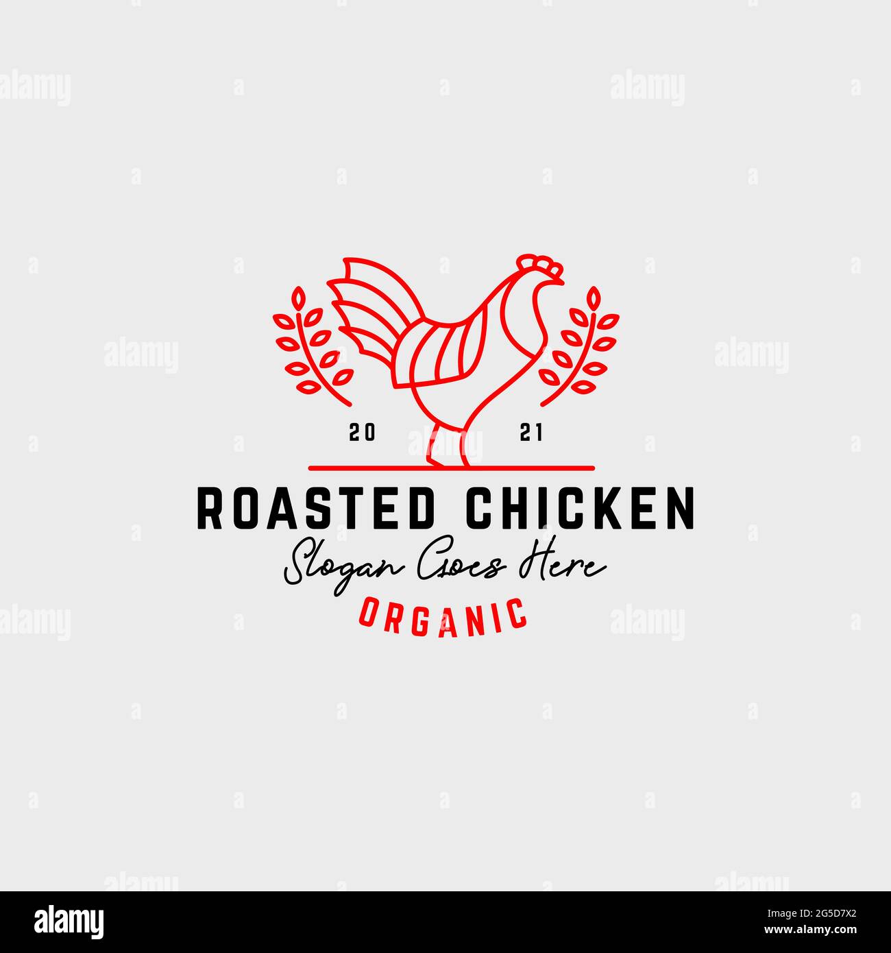 motif de logo de viande de poulet rôti bio inspiré, idéal pour le vecteur de logo de la gamme art bio Illustration de Vecteur