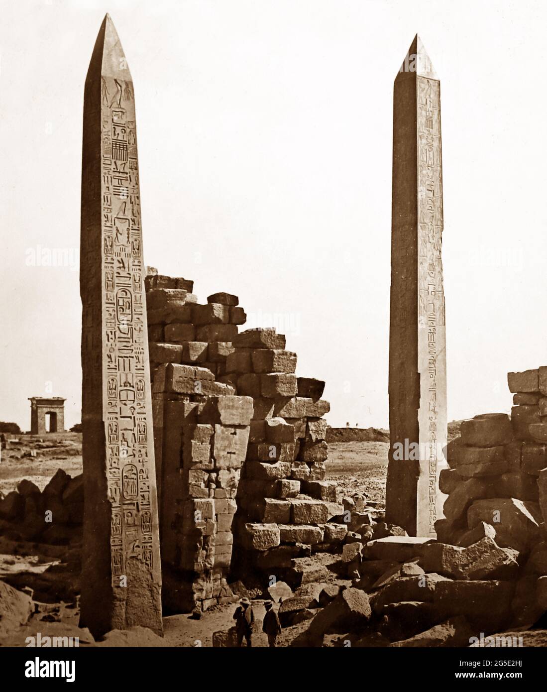 Obelisks à Louxor, Égypte, période victorienne Banque D'Images