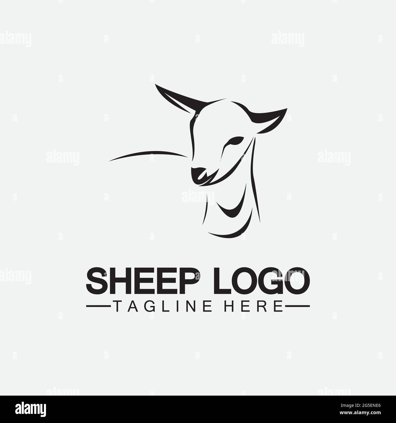Modèle de conception d'illustration de l'icône vectorielle du logo de la tête de mouton Illustration de Vecteur
