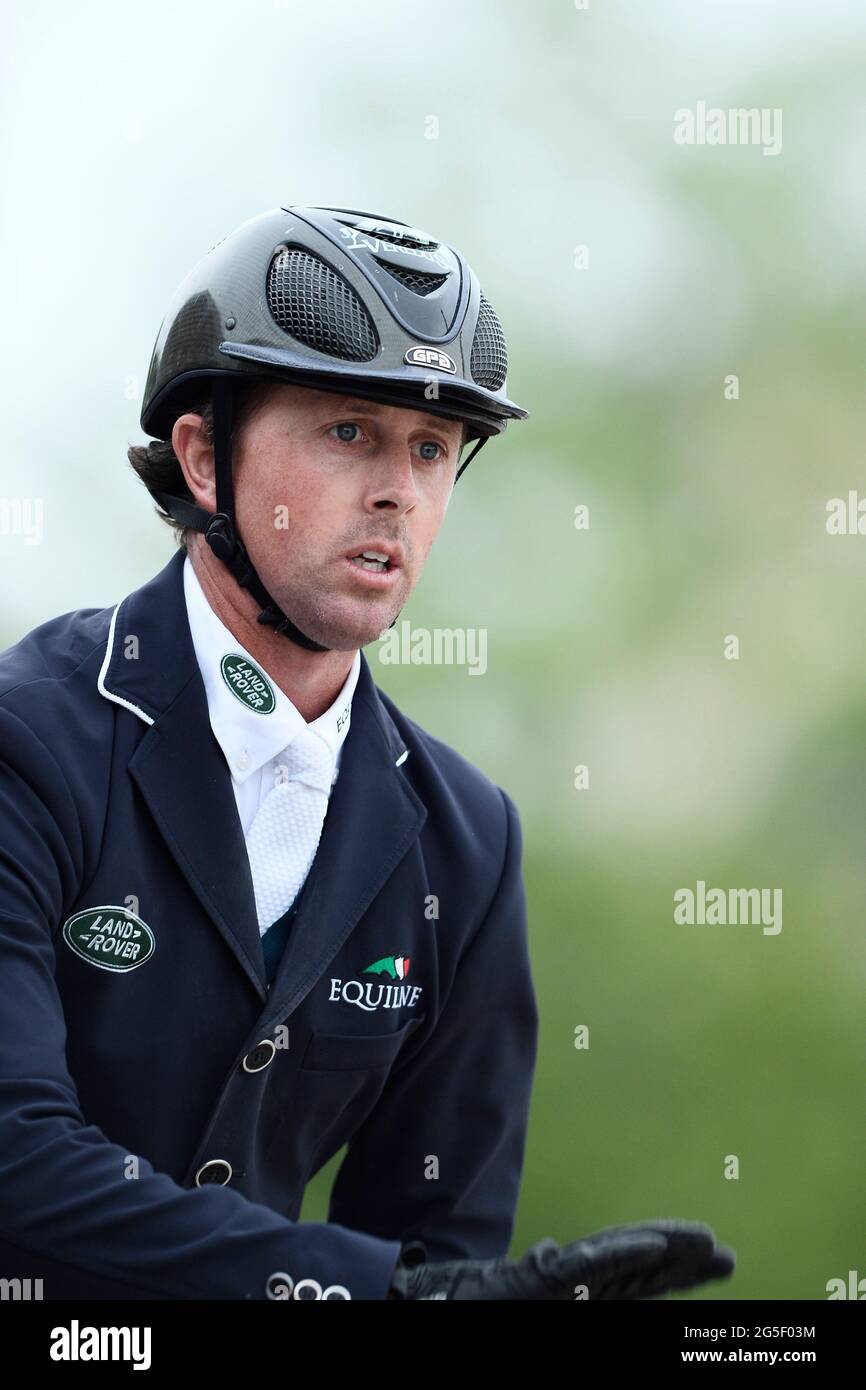 Ben MAHER (GBR) à cheval BLEU-GINGEMBRE, Longines Global Champions Tour, Grand Prix de Paris Prix de Paris pendant le Longines Paris Eiffel Jumping 2021, Longines Global Champions Tour Equestrian CSI 5 le 26 juin 2021 au champ de Mars à Paris, France - photo Christophe Bricot / DPPI Banque D'Images