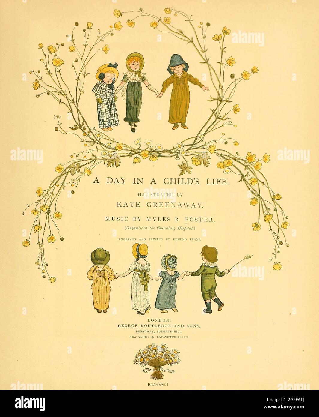 Une journée dans la vie d'un enfant illustrée par Kate Greenaway. Musique de Myles Birket Foster, publiée à Londres et à New York par George Routledge and Sons en 1881 Banque D'Images