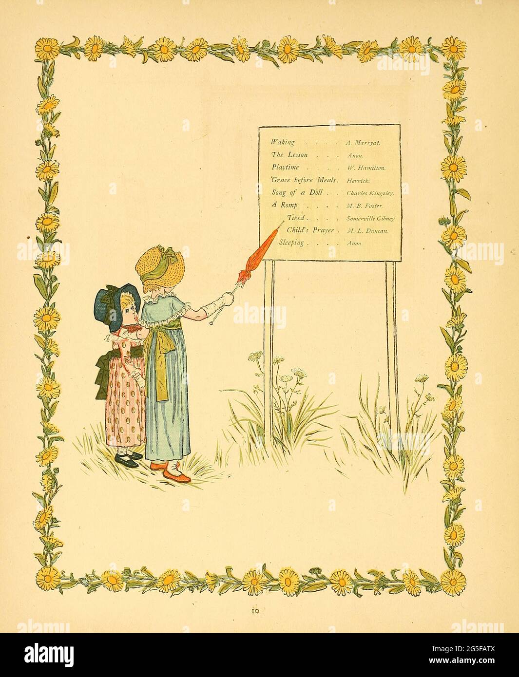 Une journée dans la vie d'un enfant illustrée par Kate Greenaway. Musique de Myles Birket Foster, publiée à Londres et à New York par George Routledge and Sons en 1881 Banque D'Images