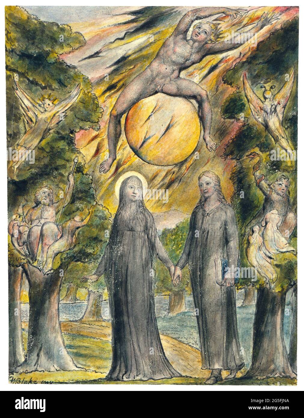William Blake - Soleil sa colère 1820 Banque D'Images