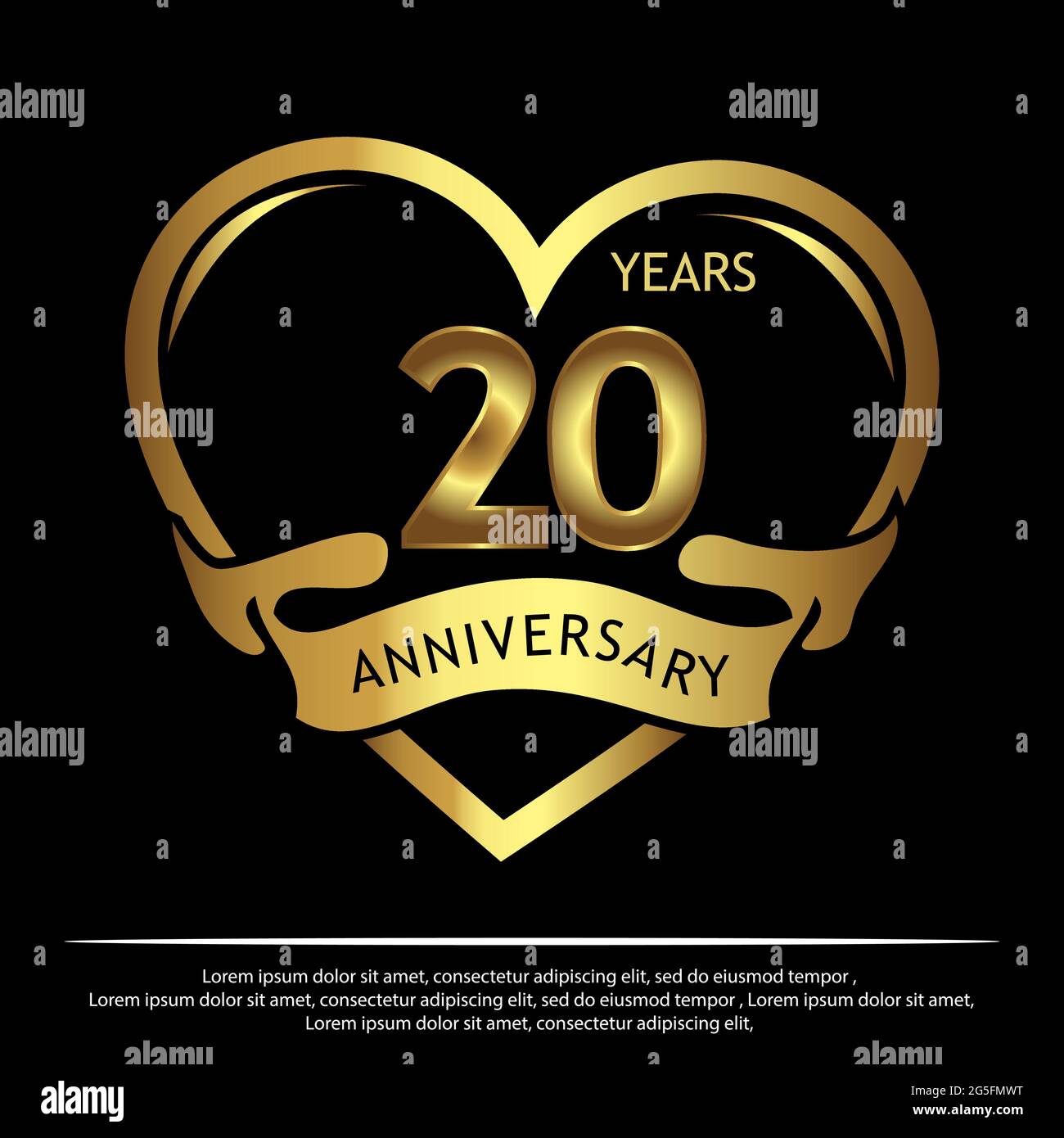 20 ans anniversaire or. Anniversaire modèle design pour le web, jeu, poster  créatif, brochure, dépliant, prospectus, Magazine, carte d'invitation -  Vector Image Vectorielle Stock - Alamy