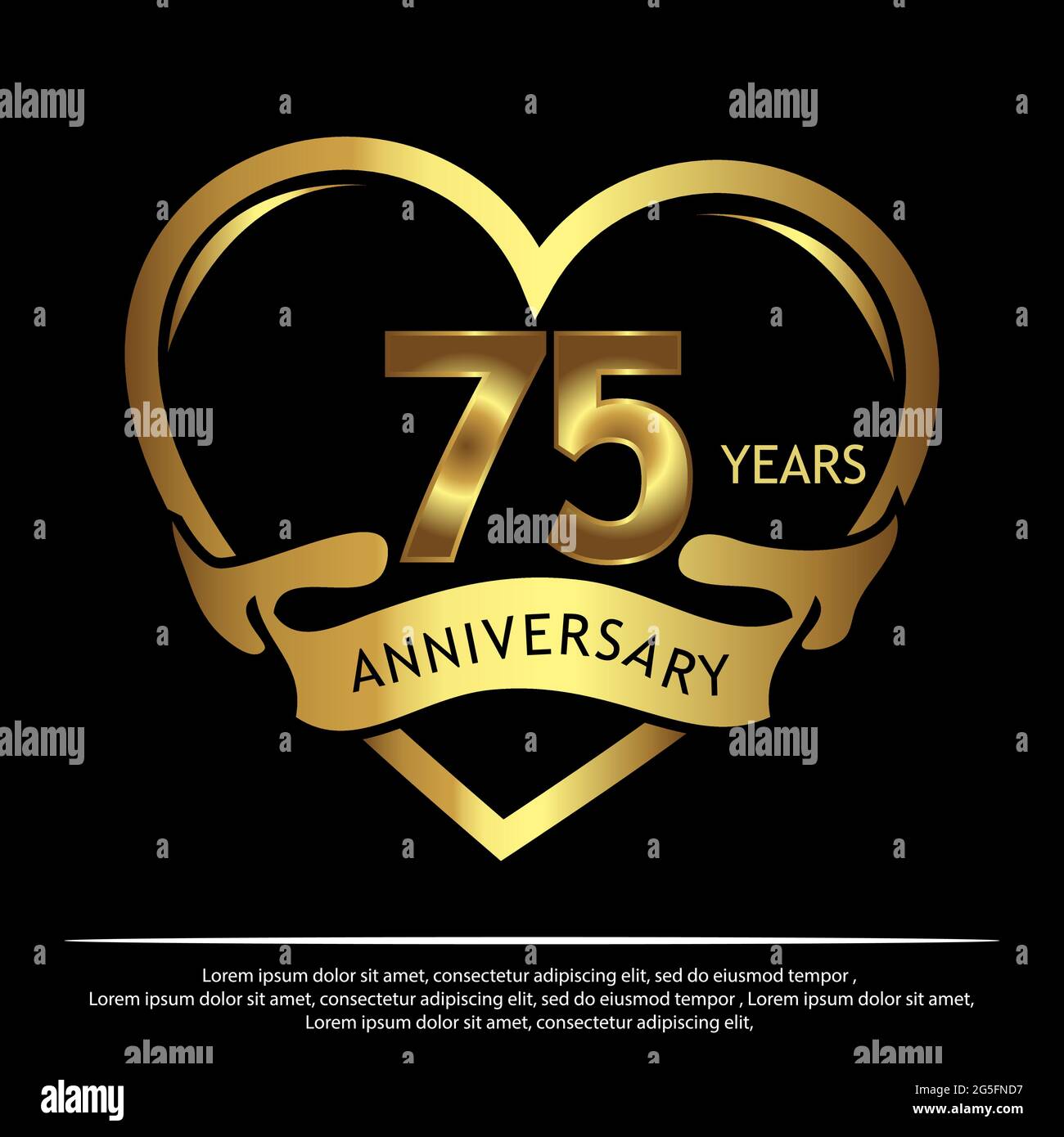 75 Ans Anniversaire Or Anniversaire Modele Design Pour Le Web Jeu Poster Creatif Brochure Depliant Prospectus Magazine Carte D Invitation Vector Image Vectorielle Stock Alamy