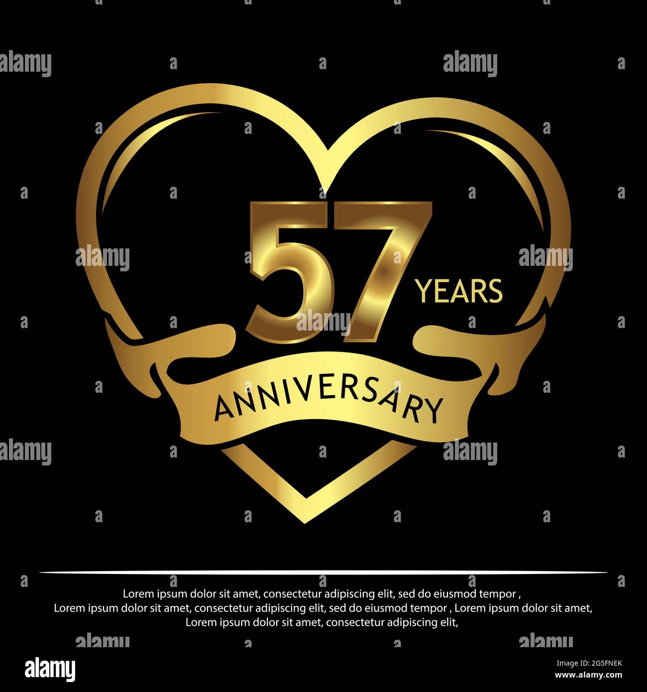57 Ans Anniversaire Or Anniversaire Modele Design Pour Le Web Jeu Poster Creatif Brochure Depliant Prospectus Magazine Carte D Invitation Vector Image Vectorielle Stock Alamy