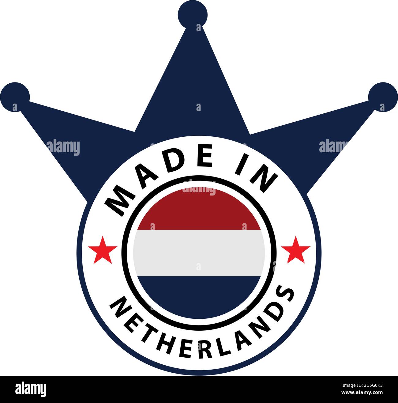 Fabriqué en stock aux pays-Bas icône, design plat. Étiquette Illustration de Vecteur