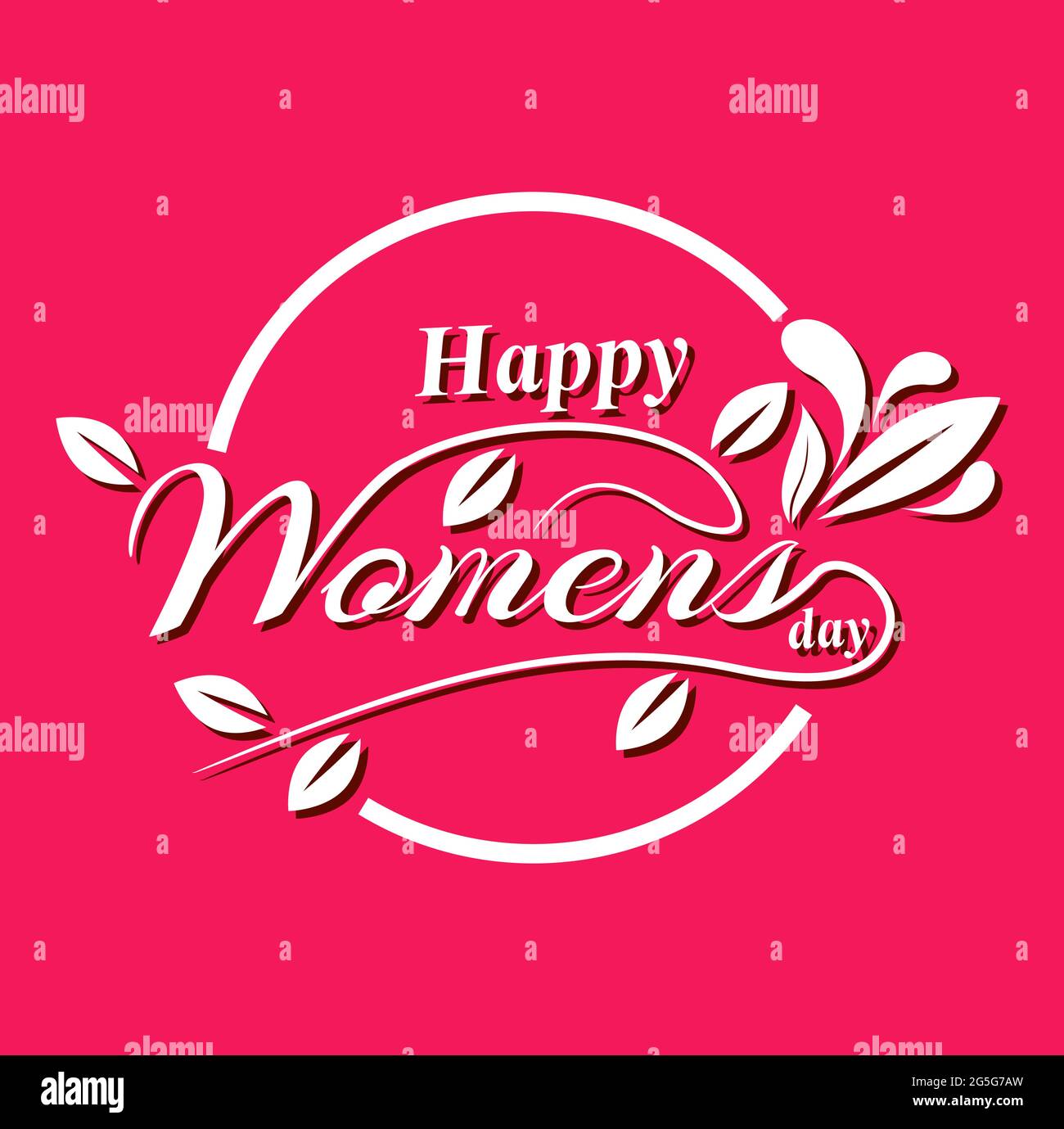 Modèle de carte de vœux Happy Women's Day avec texte à la main. Illustration de Vecteur