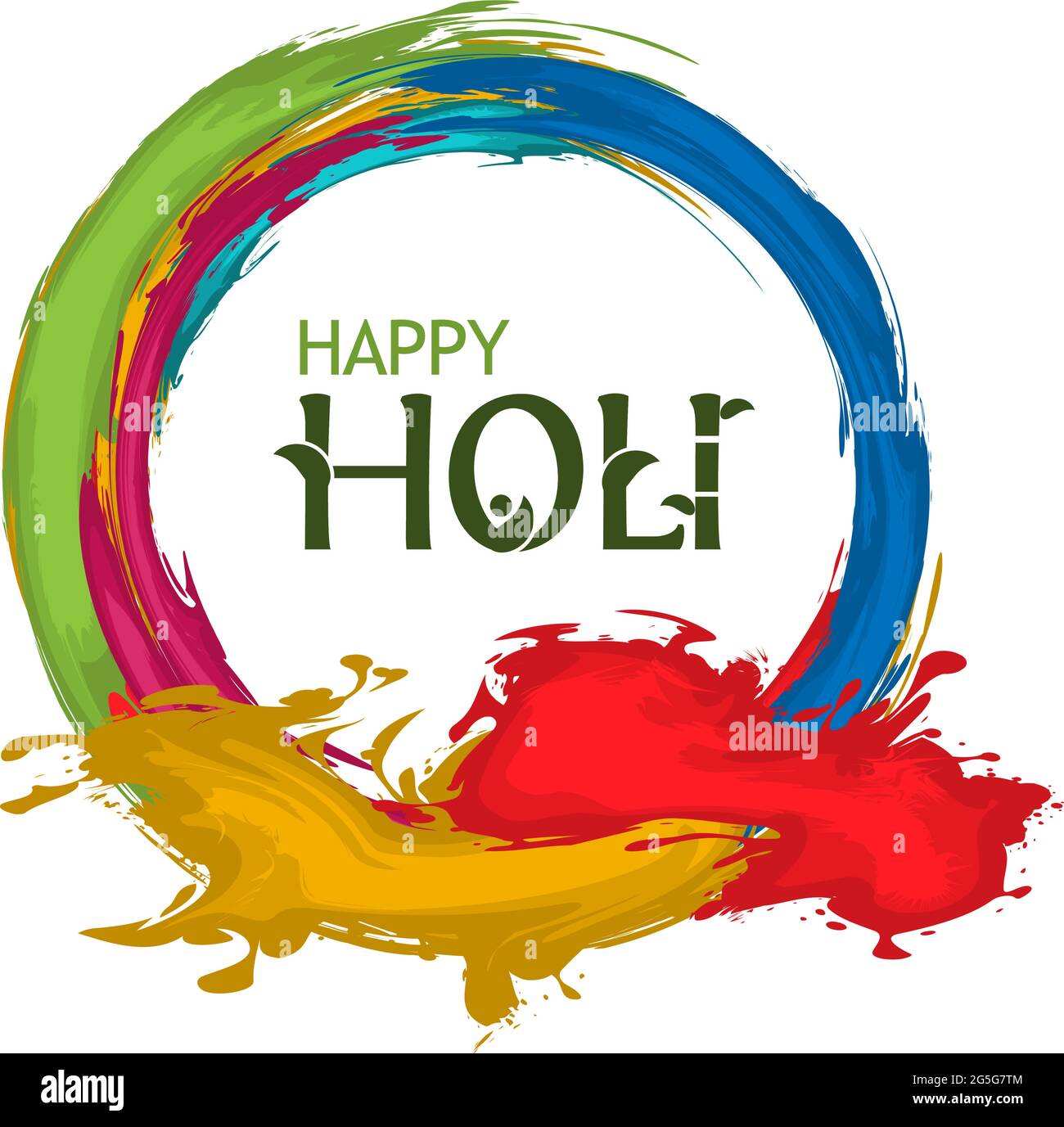 Happy Holi avec fond coloré, design plat, vecteur pour le web, poster créatif, brochure, dépliant, prospectus, magazine, carte d'invitation Illustration de Vecteur