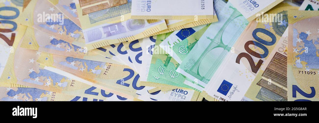 Photo d'arrière-plan avec billets en euros Banque D'Images