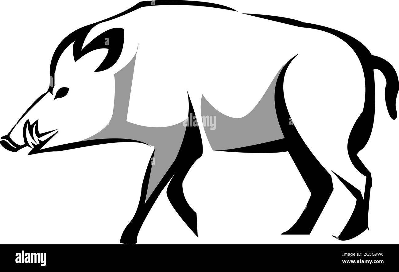 Logo de porc, silhouette de porc, motif plat Illustration de Vecteur