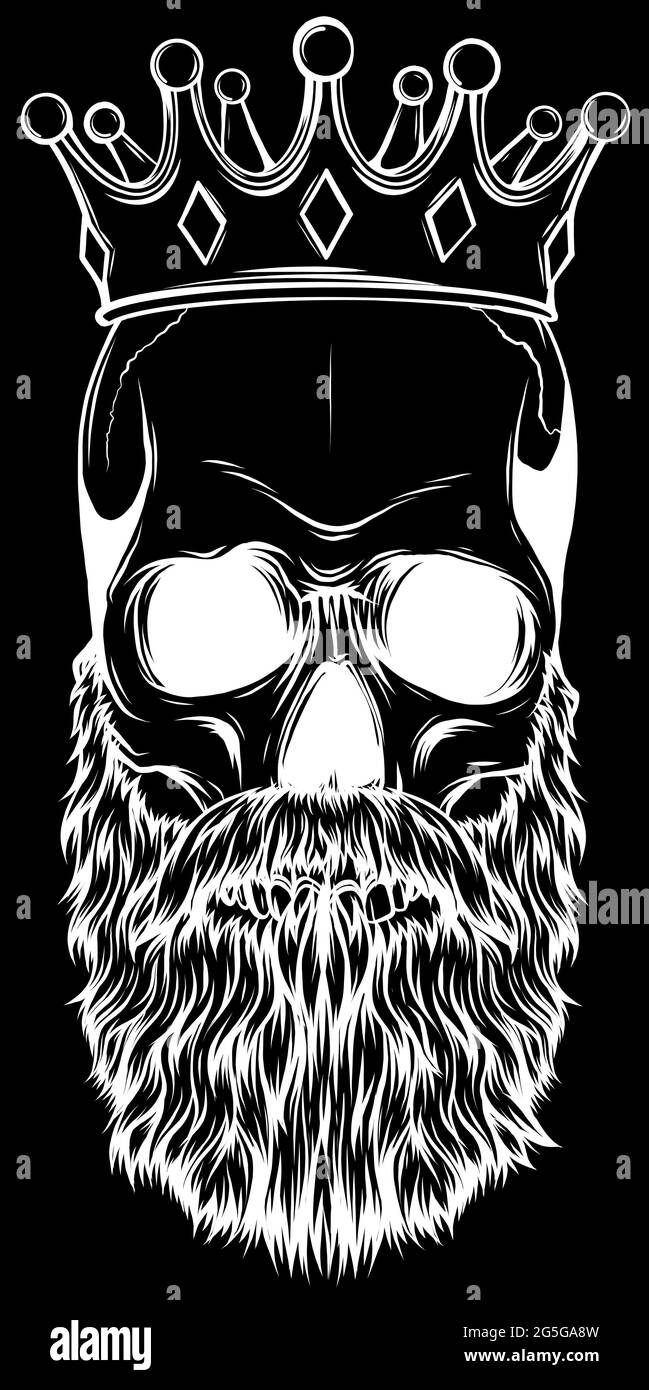 illustration vectorielle du crâne de roi avec barbe Illustration de Vecteur