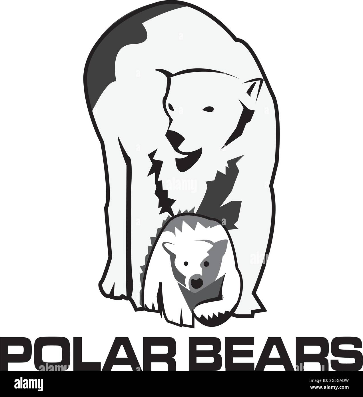 Icône ours polaire, conception plate. Logo animal. L'ours blanc et son ours cub. Illustration de Vecteur