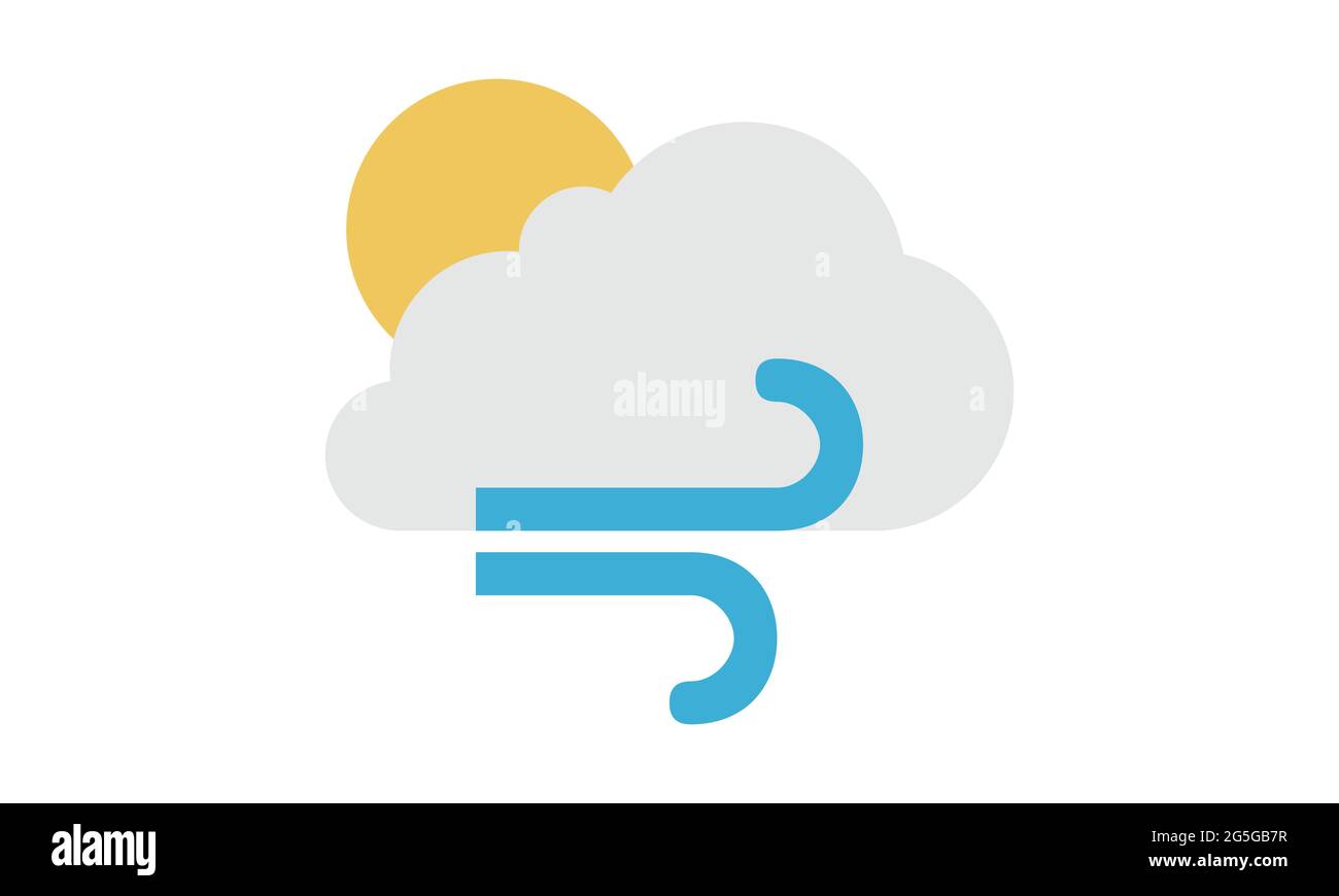 Image vectorielle d'icône de couleur de nuage et de soleil de vent fort Illustration de Vecteur