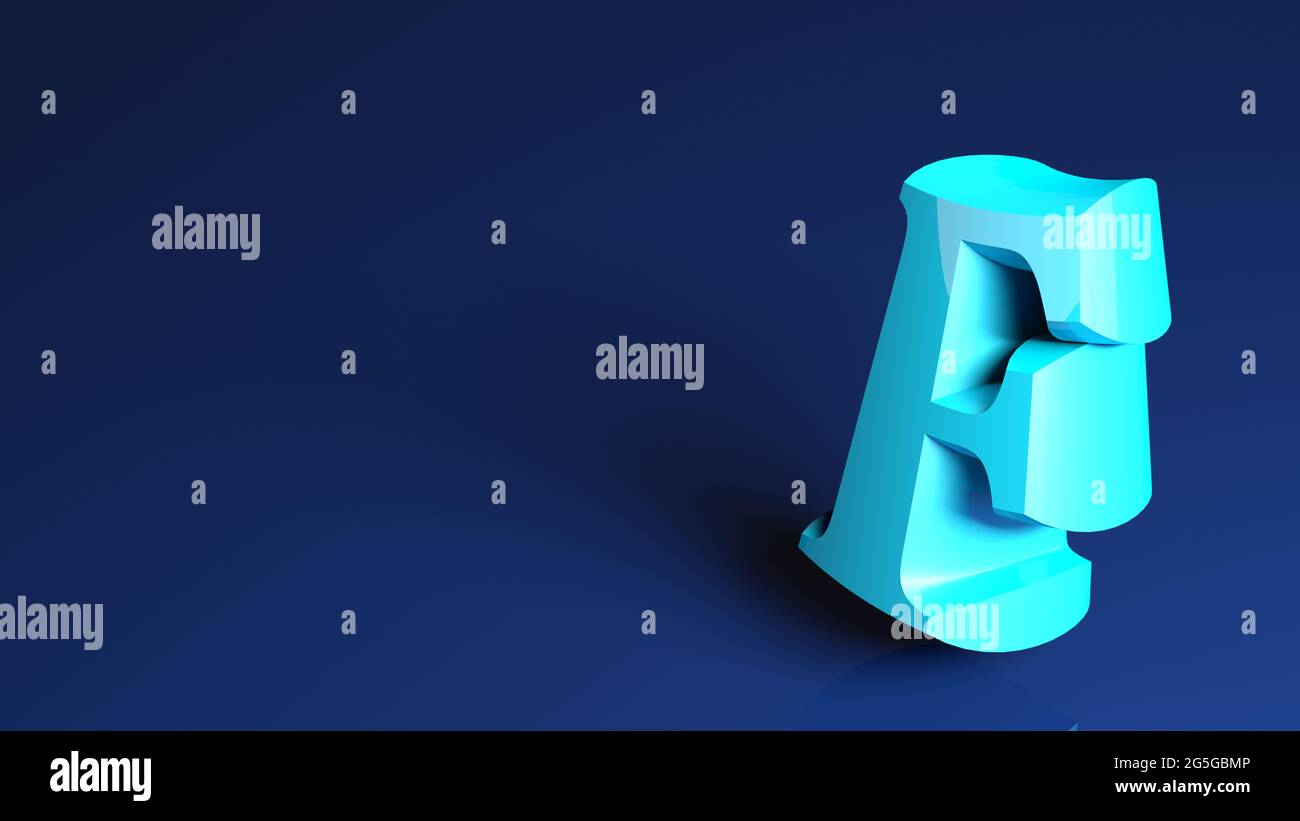 Arrière-plan bleu avec lettre F - illustration du rendu 3D Banque D'Images