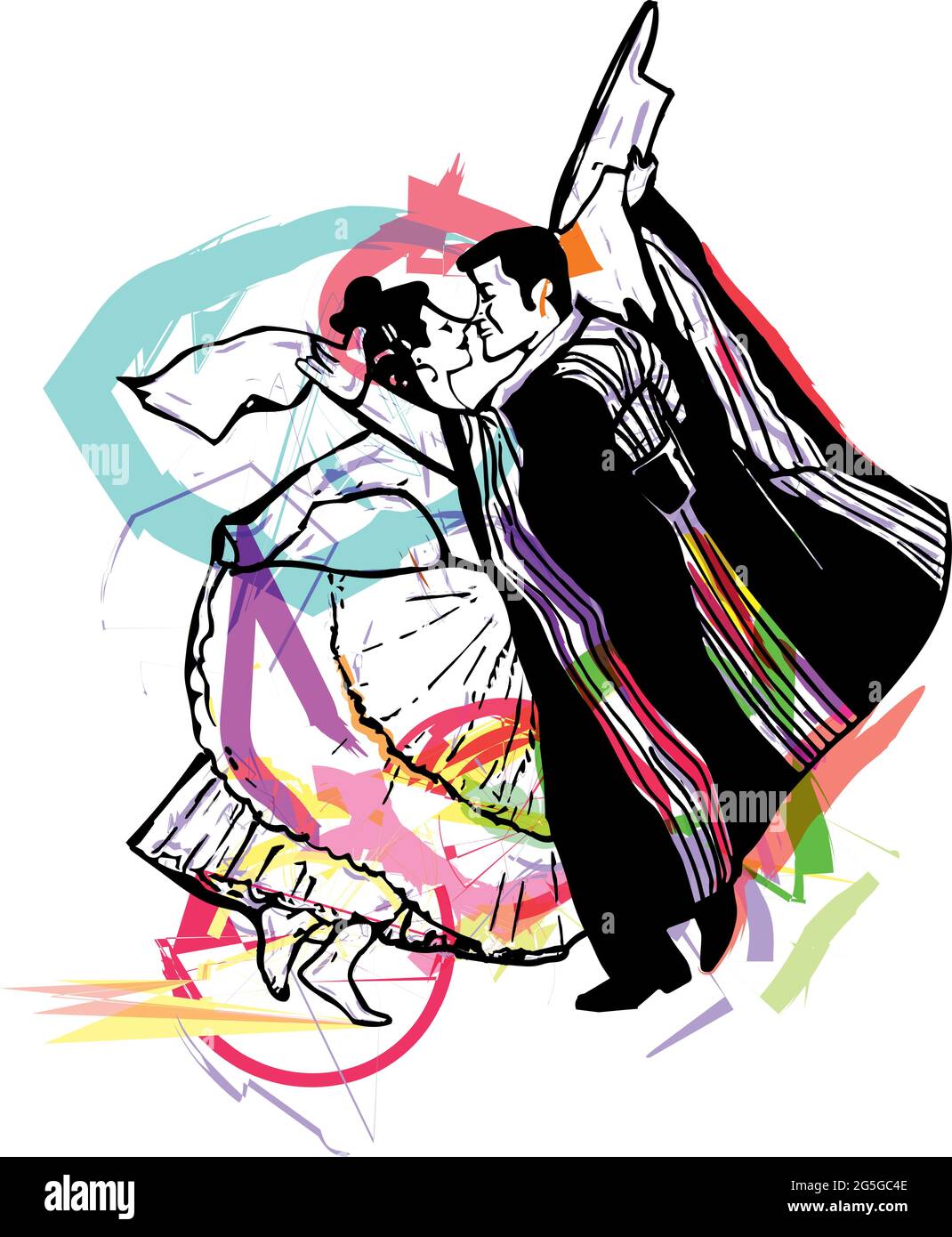 Illustration de la danse de couple. Vector Illustration Illustration de Vecteur