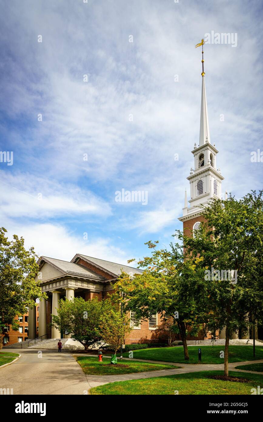 Harvard Yard et Memorial Church à l'Université Harvard, Cambridge, Massachusetts Banque D'Images